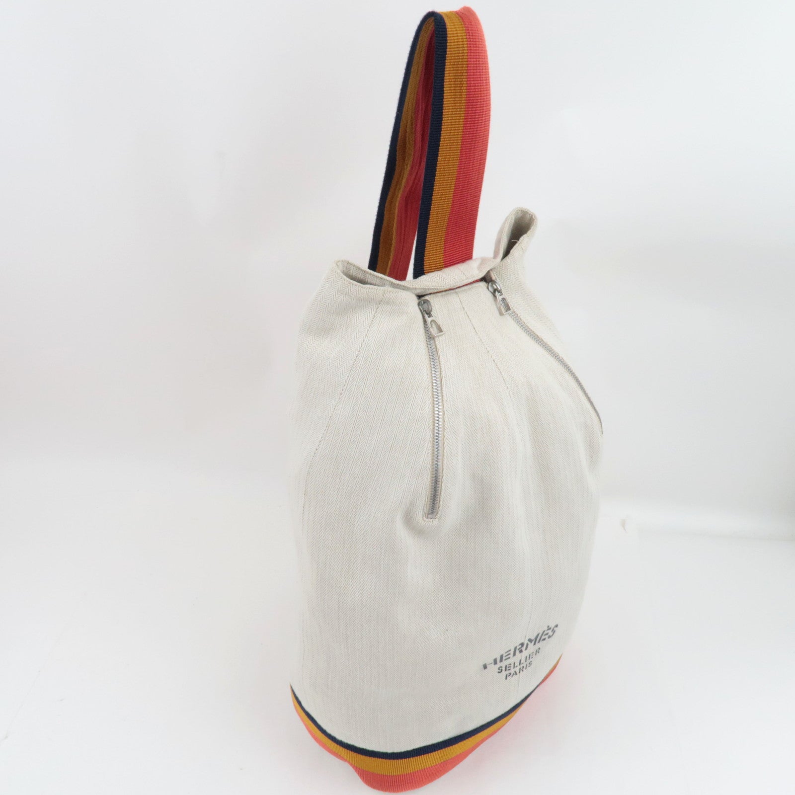 HERMES Cavalier Shoulder Bag Canvas Ivory Rocabar