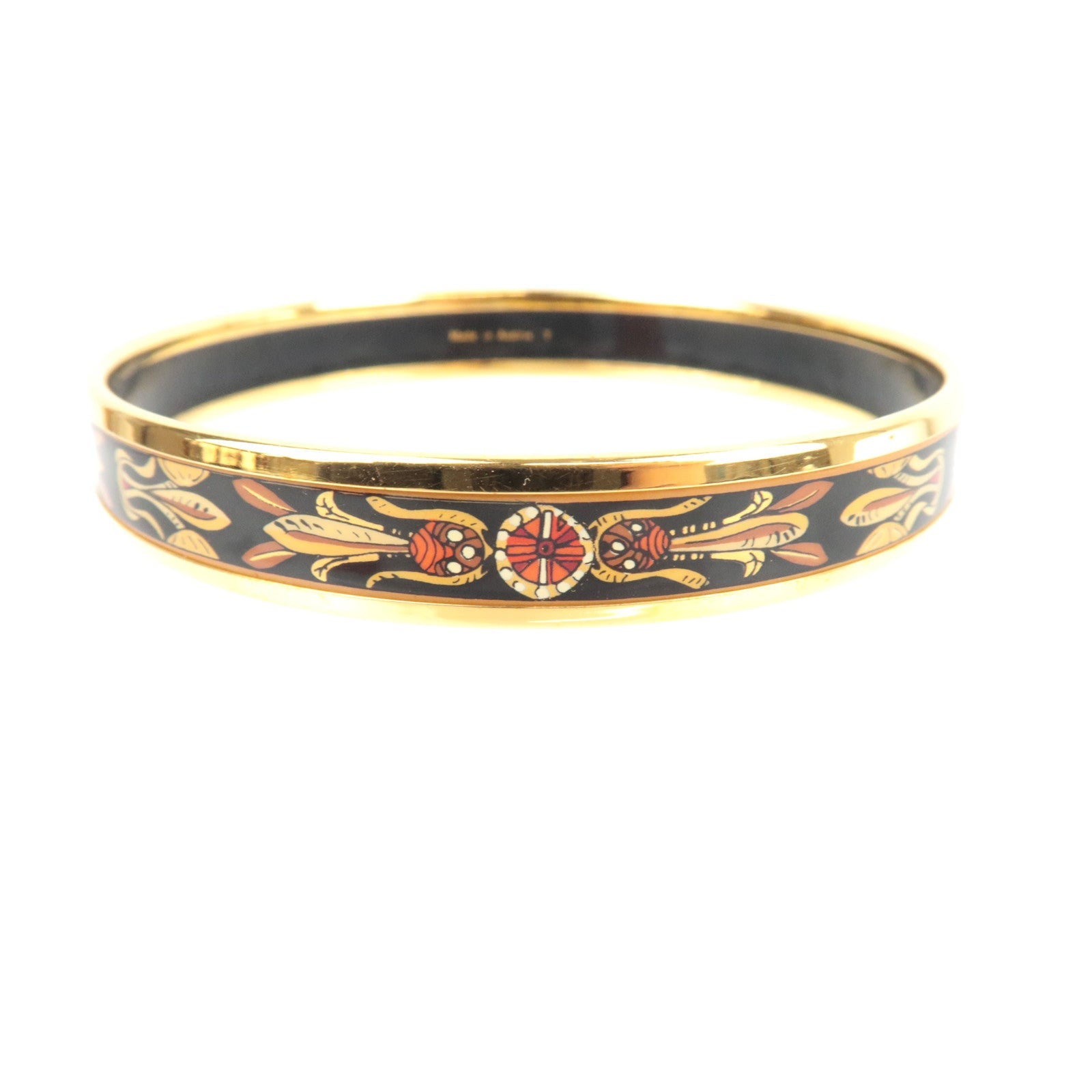 HERMES Email PM Bangle Bracelet Metal Black *Box