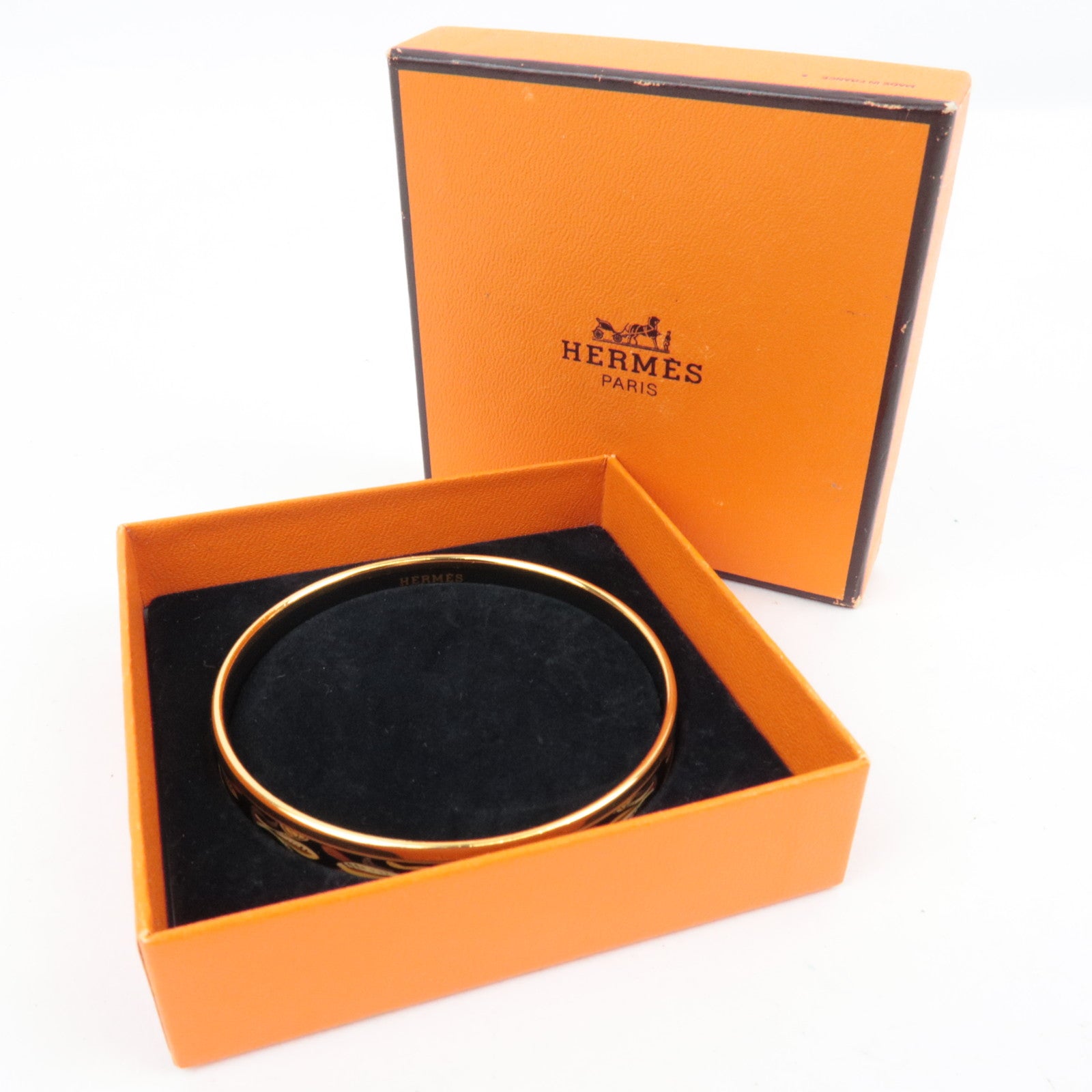 HERMES Email PM Bangle Bracelet Metal Black *Box