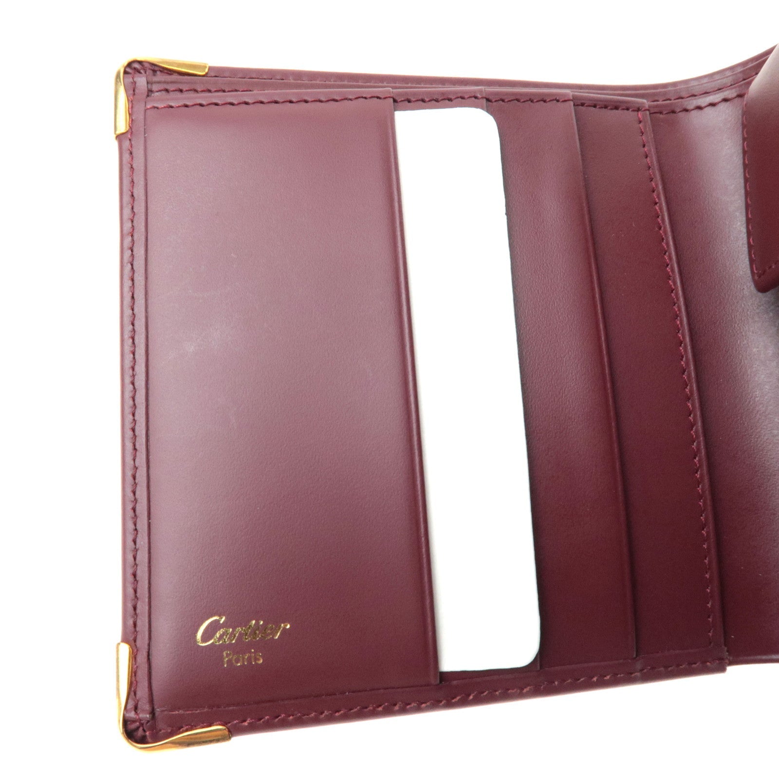 Cartier Must Line Bi-Fold Wallet Leather Bordeaux *Box