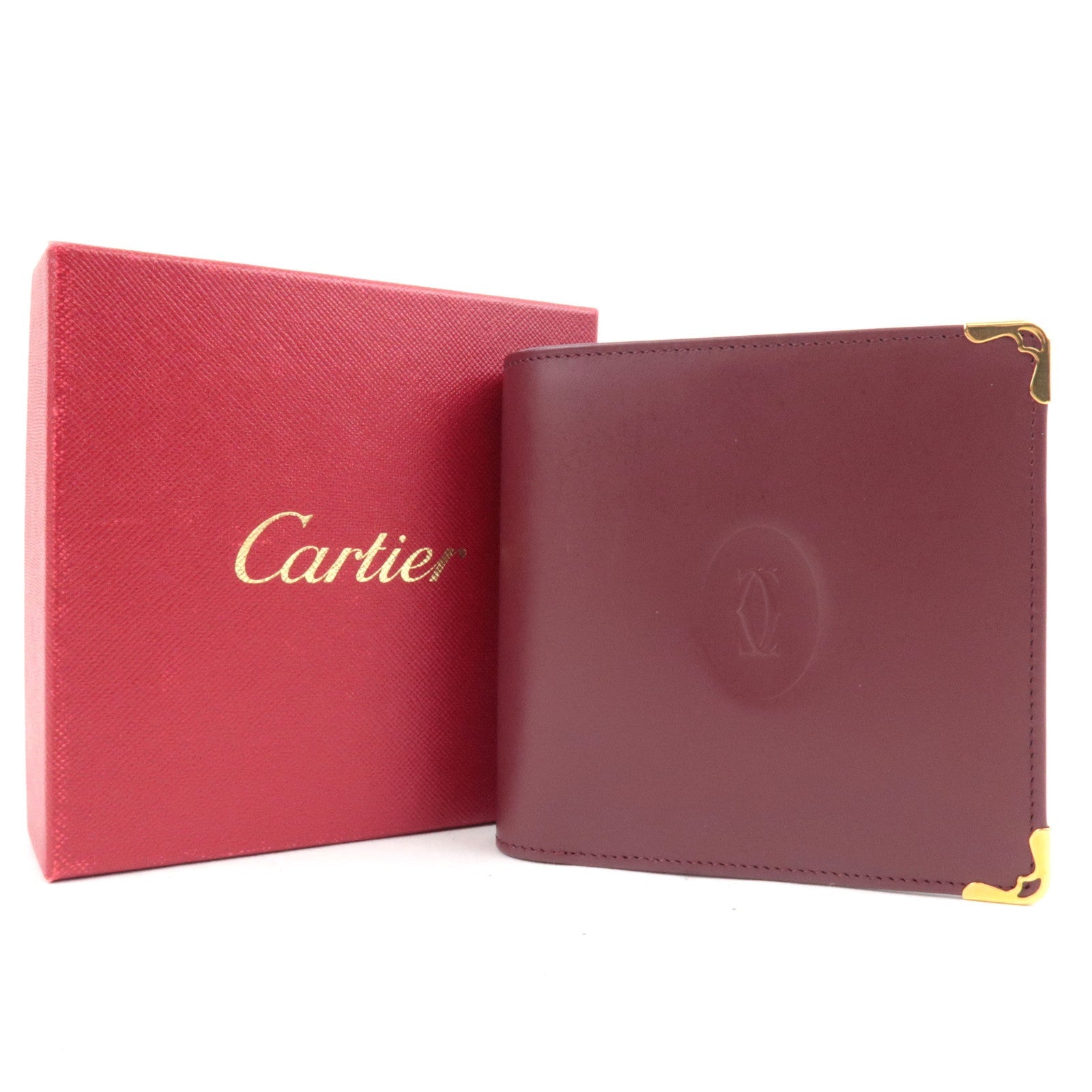 Cartier Must Line Bi-Fold Wallet Leather Bordeaux *Box