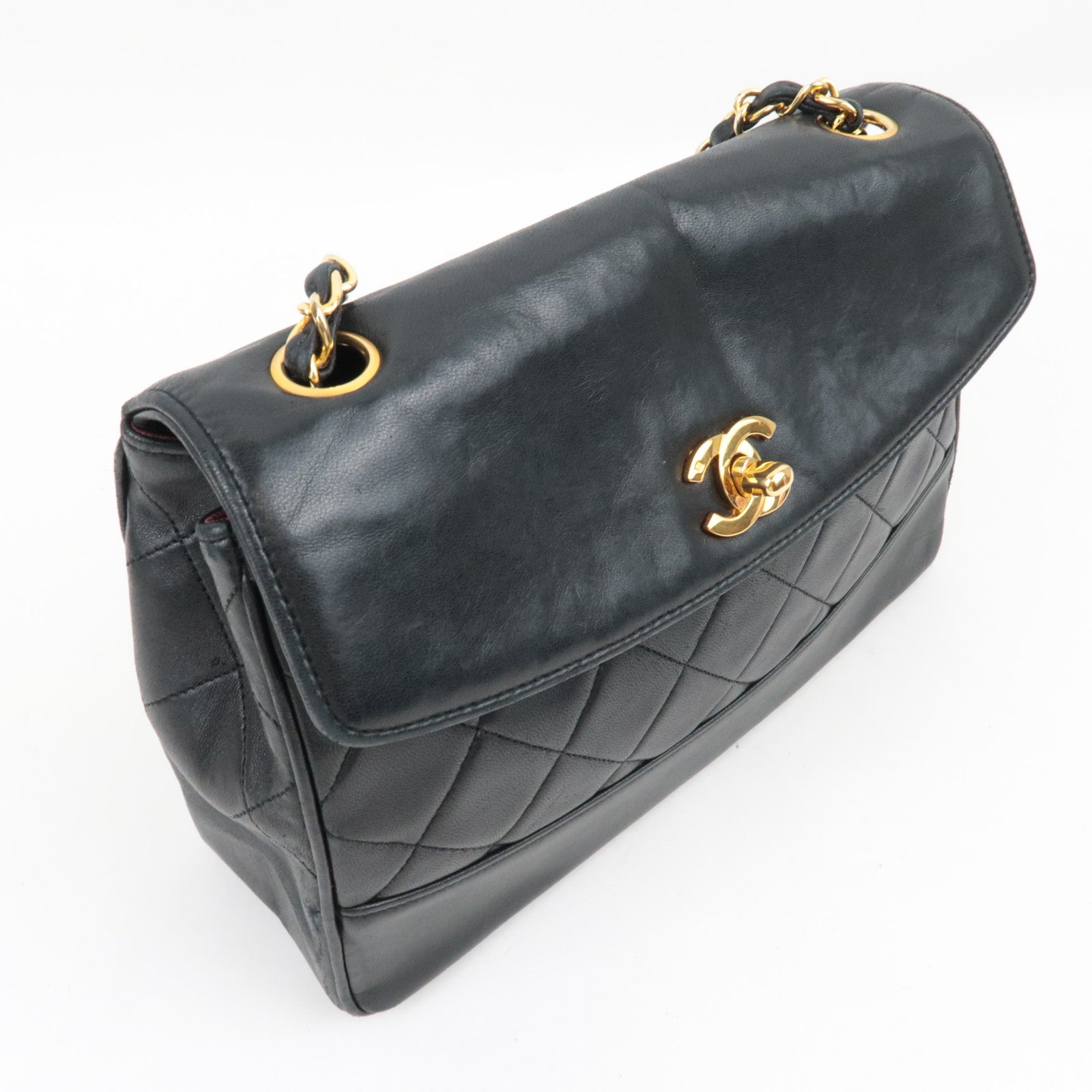 CHANEL Matelasse Chain Shoulder Bag Lambskin Black Gold HDW 1799679