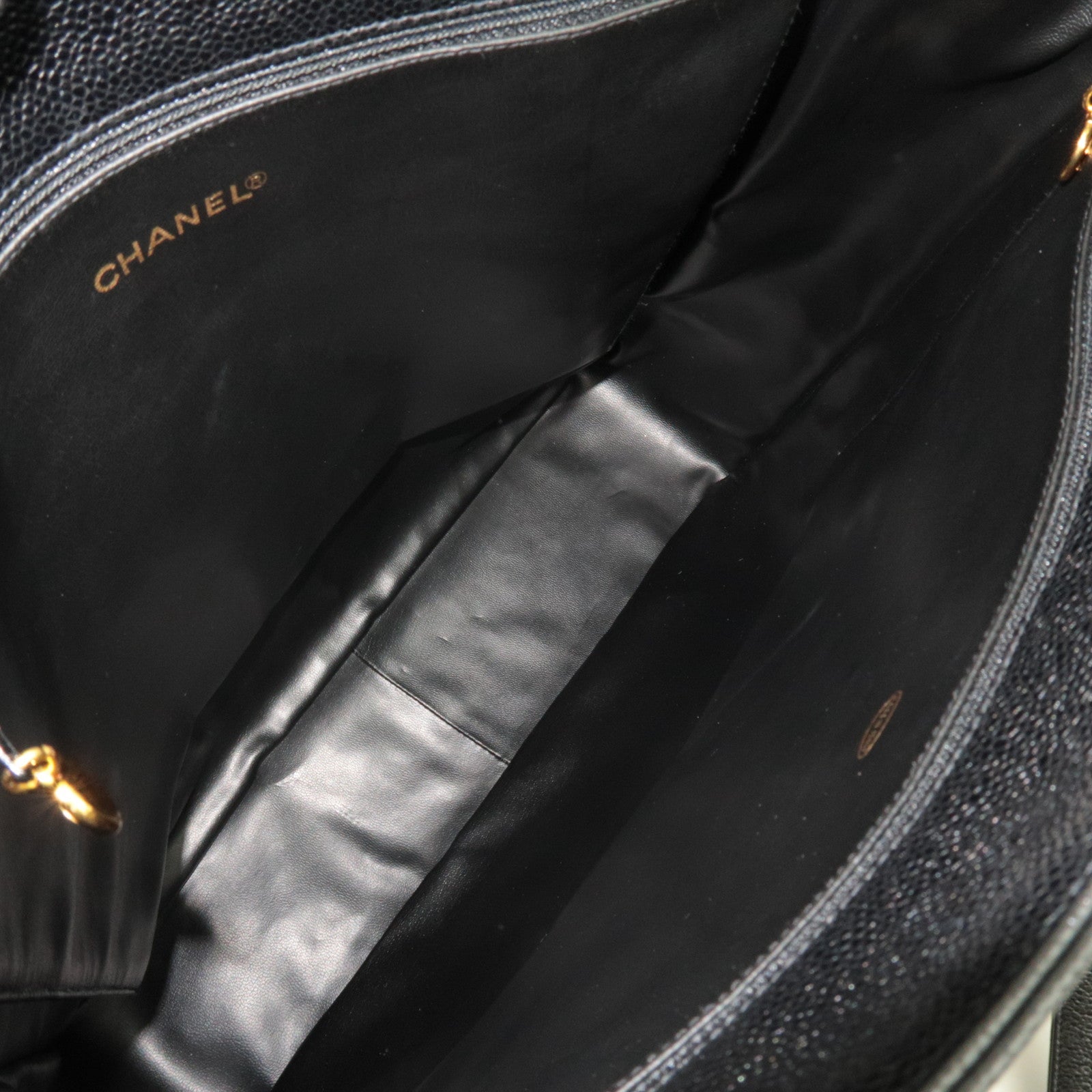 CHANEL Coco Mark Chain Tote Bag Caviar Skin Black Gold HDW 2307621 *Dust bag, G card, 3 Pouches