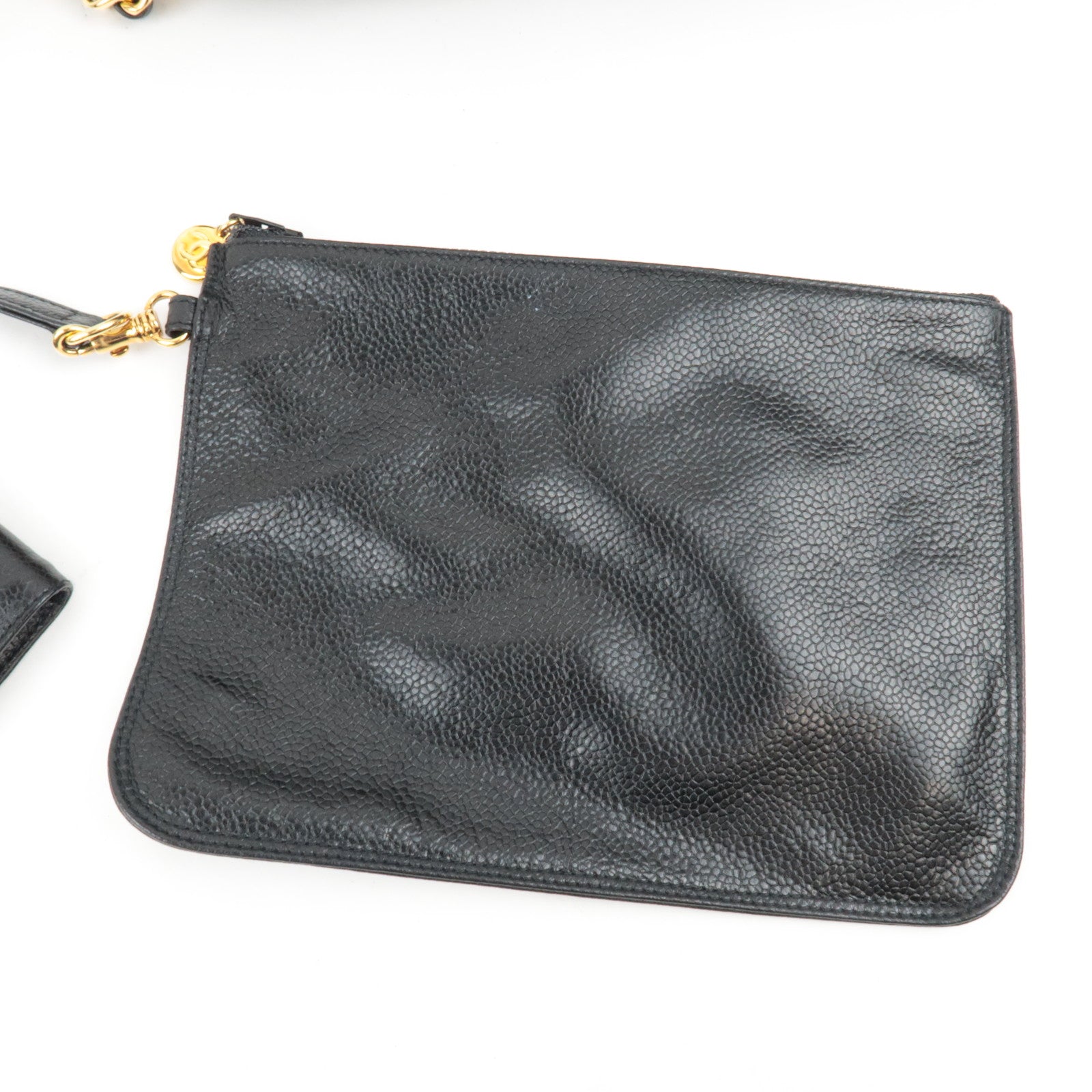 CHANEL Coco Mark Chain Tote Bag Caviar Skin Black Gold HDW 2307621 *Dust bag, G card, 3 Pouches