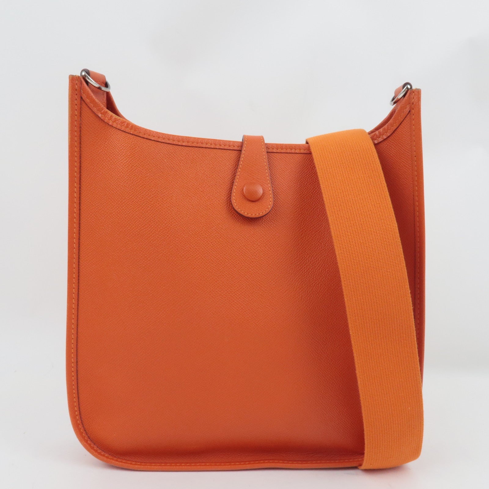HERMES Evelyn 1 PM Shoulder Bag □O Stamp (2011) Veau Epsom Orange Silver HDW *Dust bag, Strap