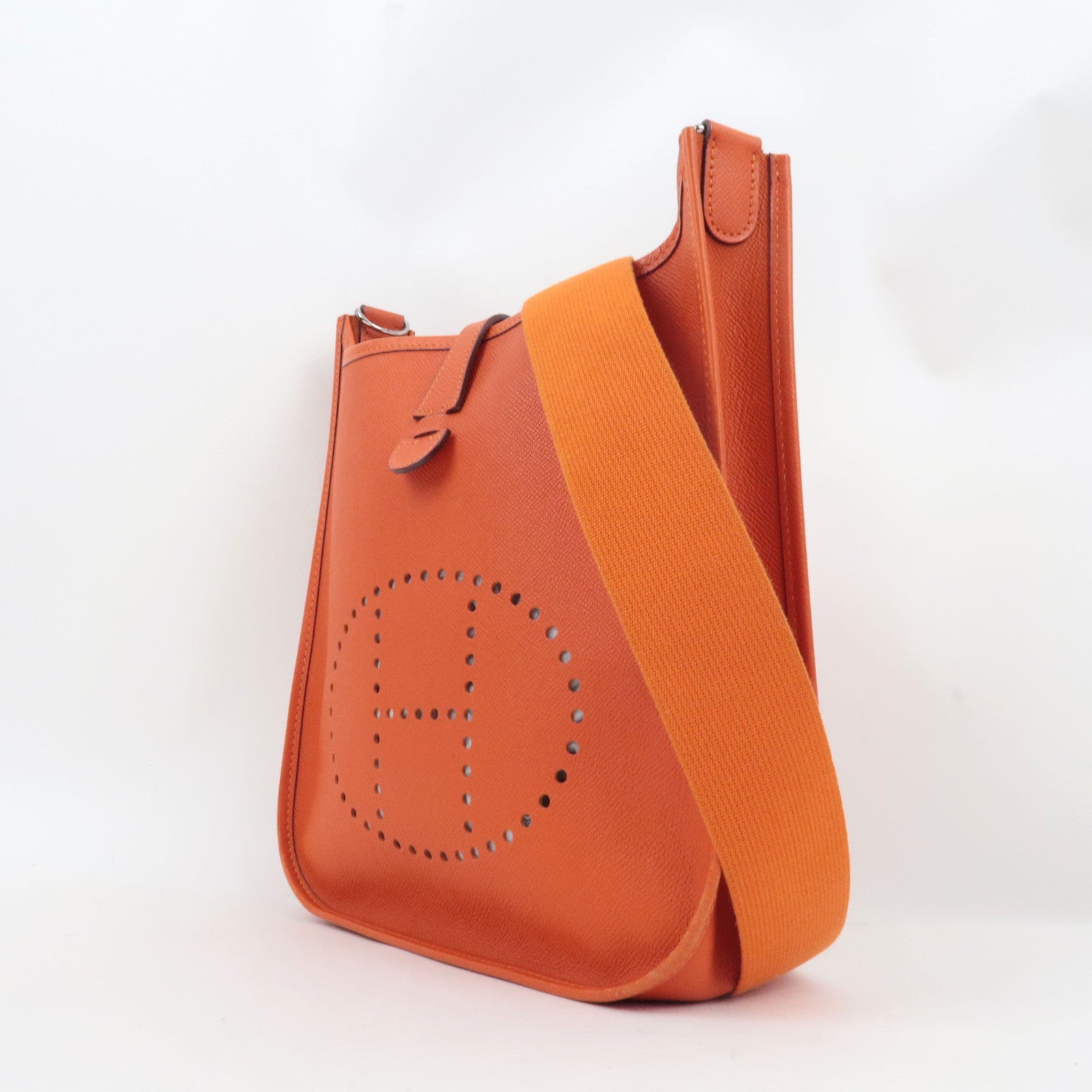 HERMES Evelyn 1 PM Shoulder Bag □O Stamp (2011) Veau Epsom Orange Silver HDW *Dust bag, Strap