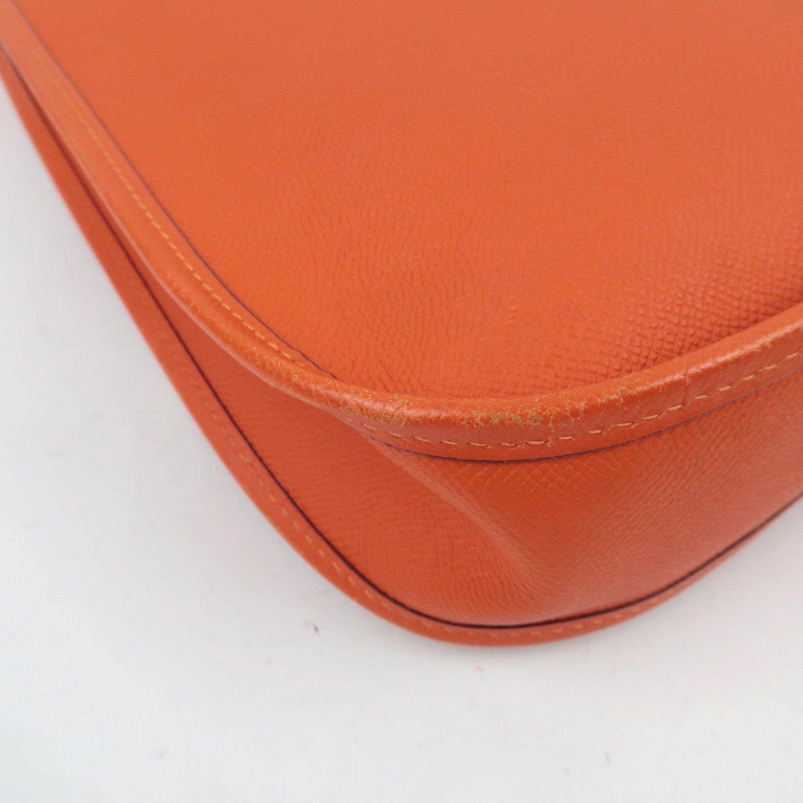 HERMES Evelyn 1 PM Shoulder Bag □O Stamp (2011) Veau Epsom Orange Silver HDW *Dust bag, Strap