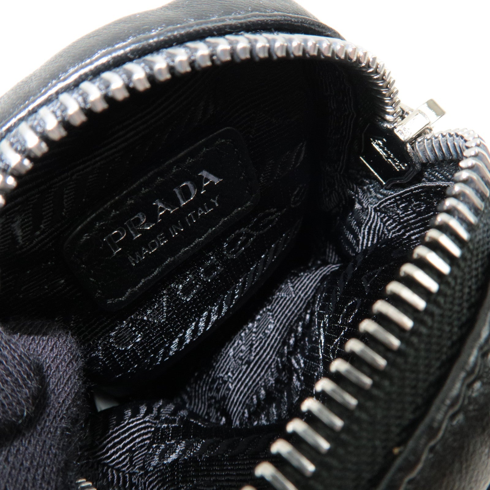 PRADA Mini Pouch Leather Black 1TT137 *Box, G card