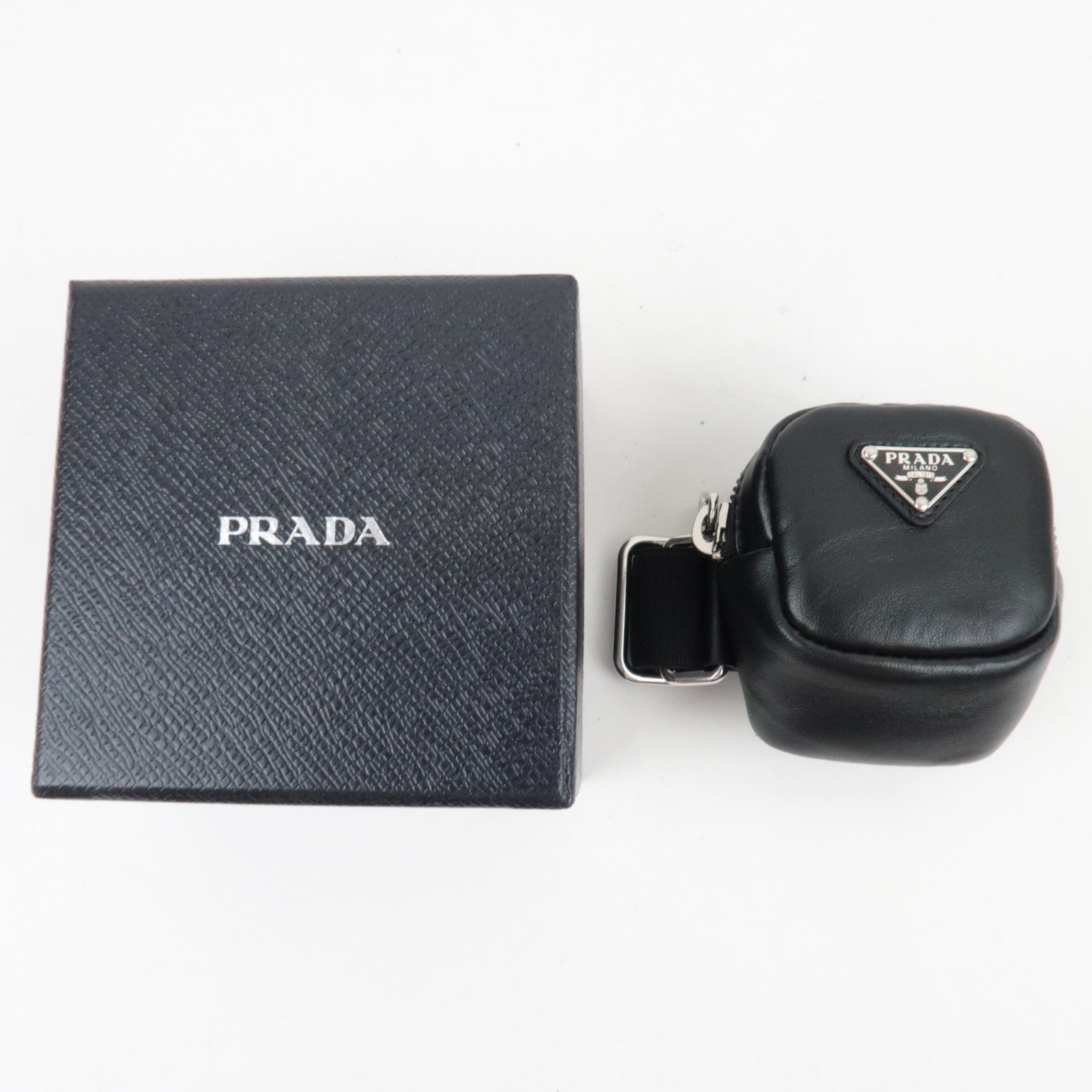 PRADA Mini Pouch Leather Black 1TT137 *Box, G card