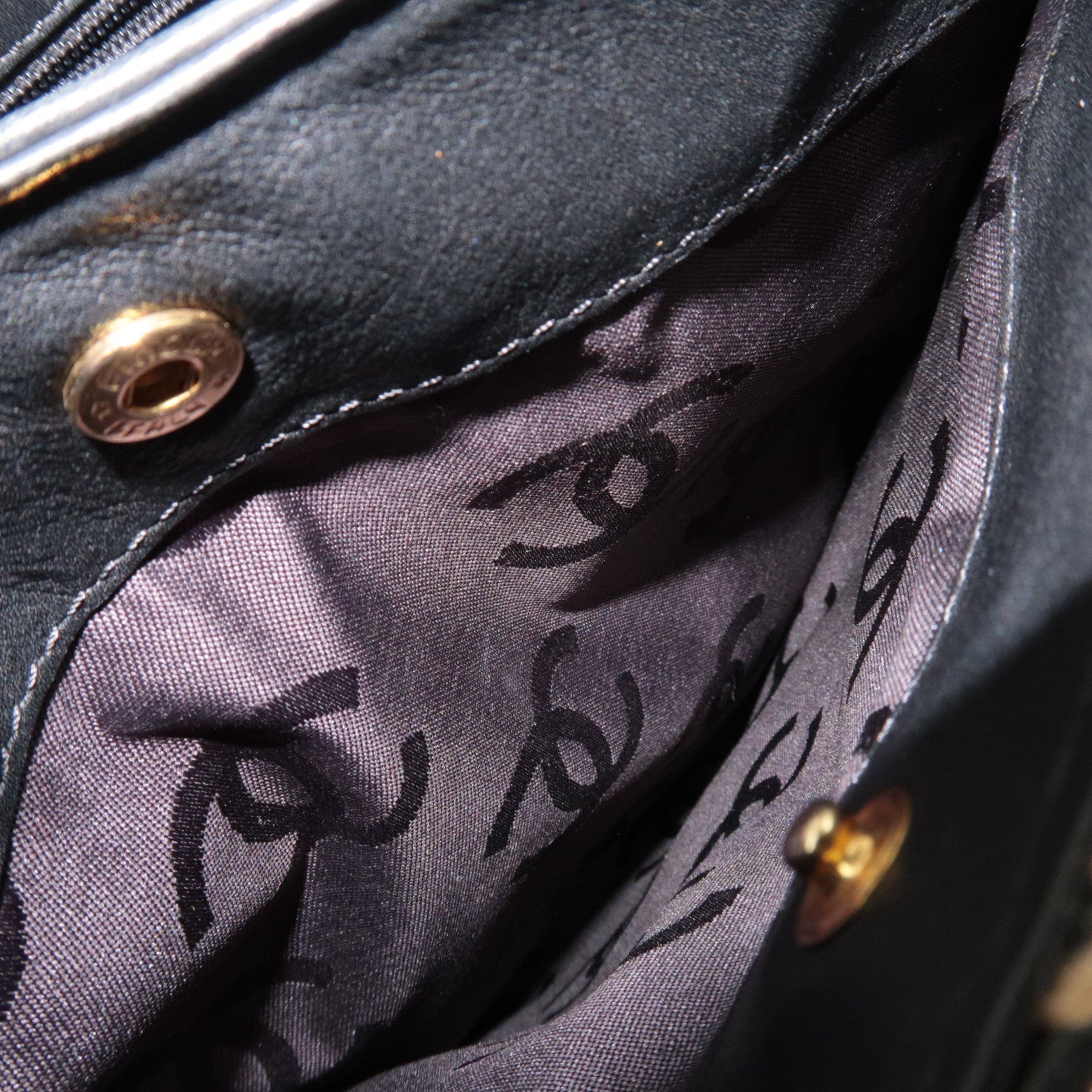 CHANEL Wild Stitch Tote Bag Leather Black Gold HDW A18126 7689339 *G card