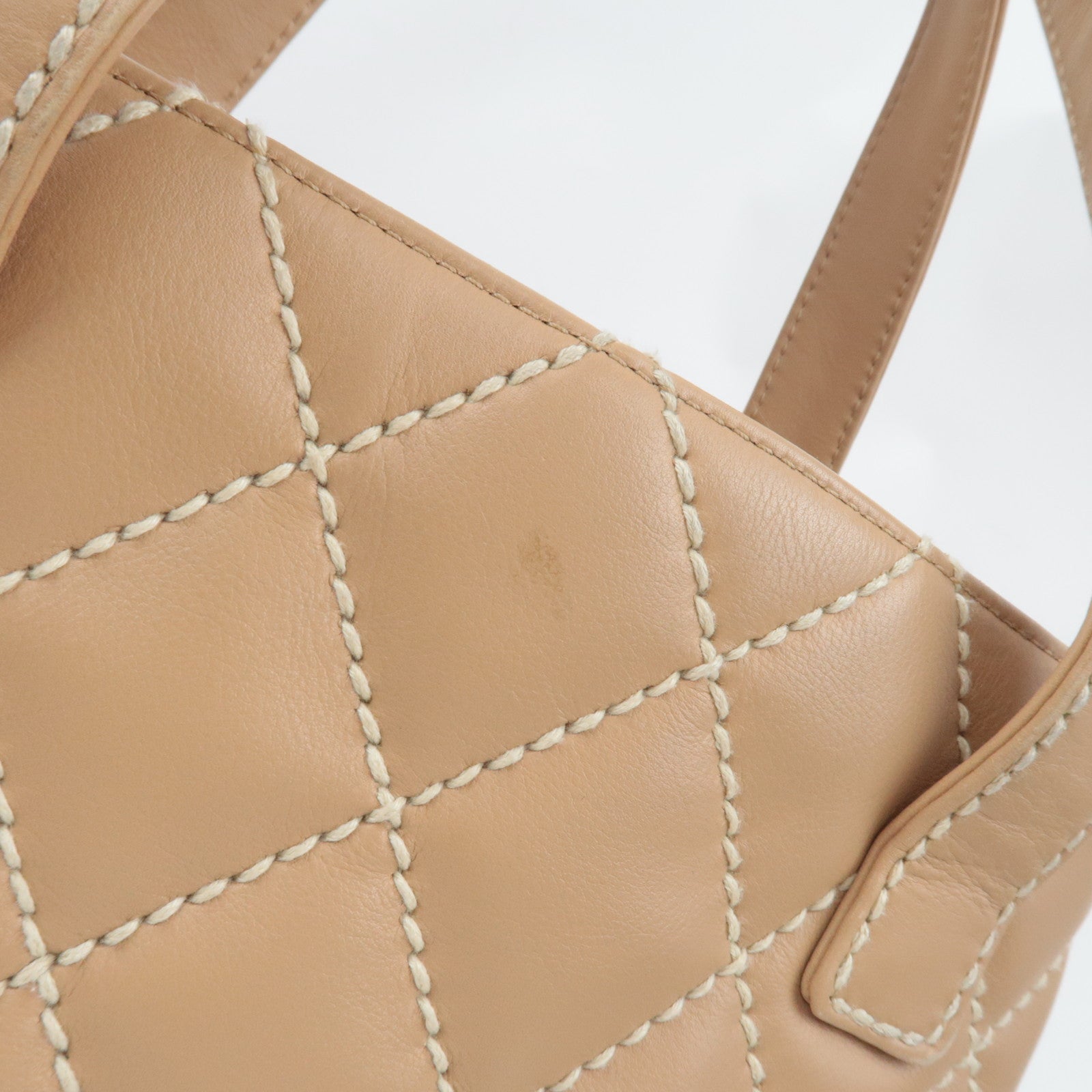 CHANEL Wild Stitch Tote Bag Leather Beige Gold HDW A18126 7984282