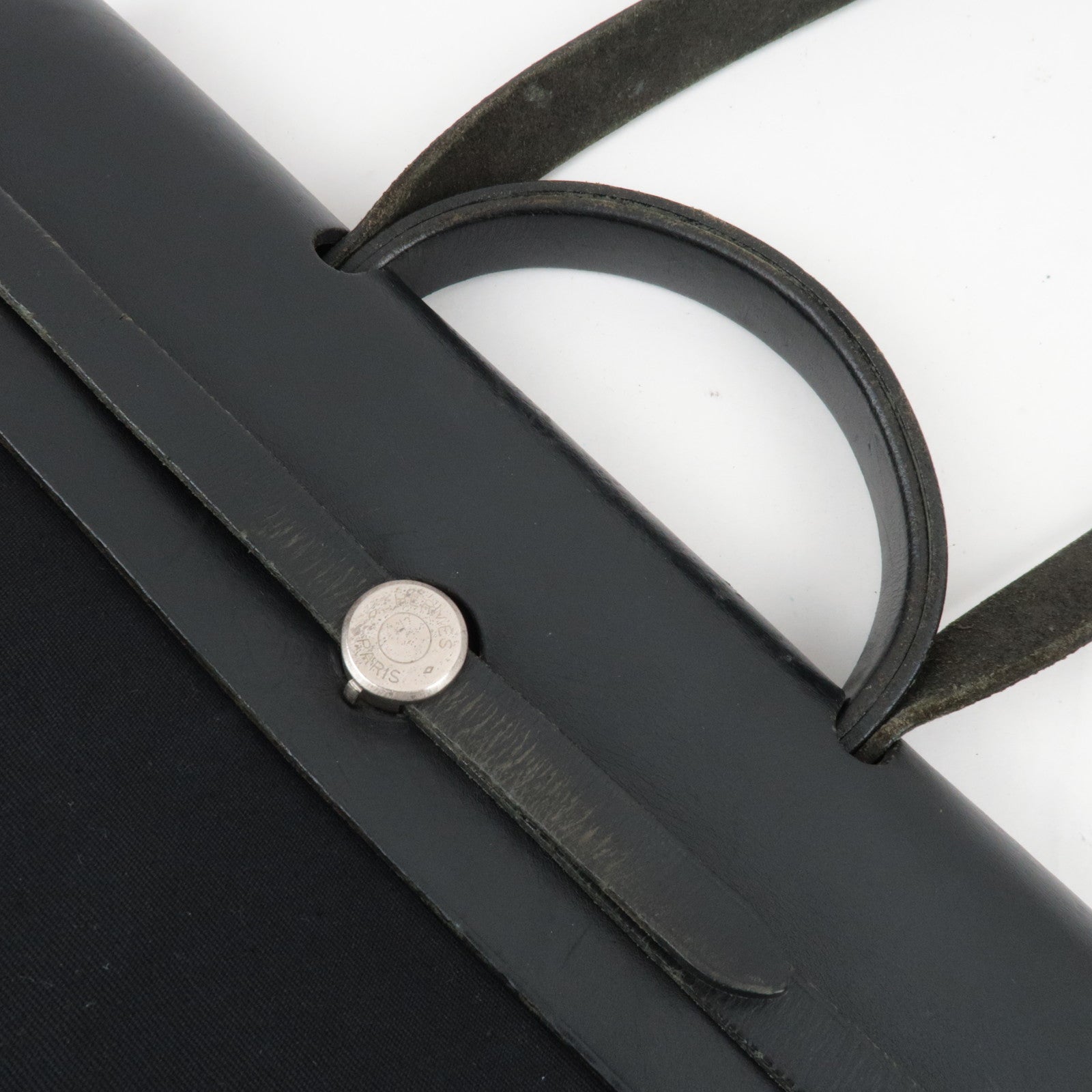 HERMES Her Bag 2Way Shoulder Bag □C Stamp (1999) Toile H Leather Black *Spare bag, Lock