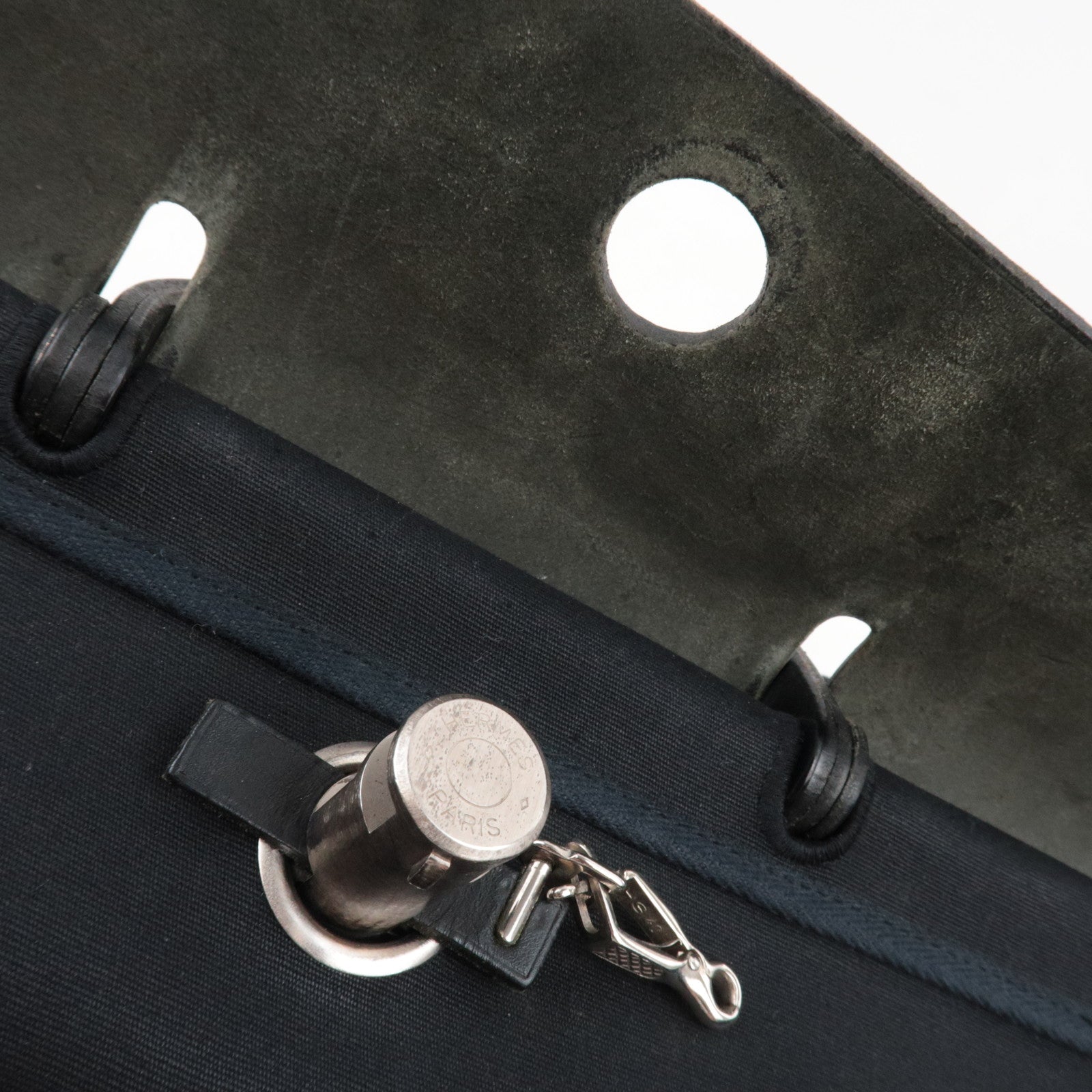 HERMES Her Bag 2Way Shoulder Bag □C Stamp (1999) Toile H Leather Black *Spare bag, Lock