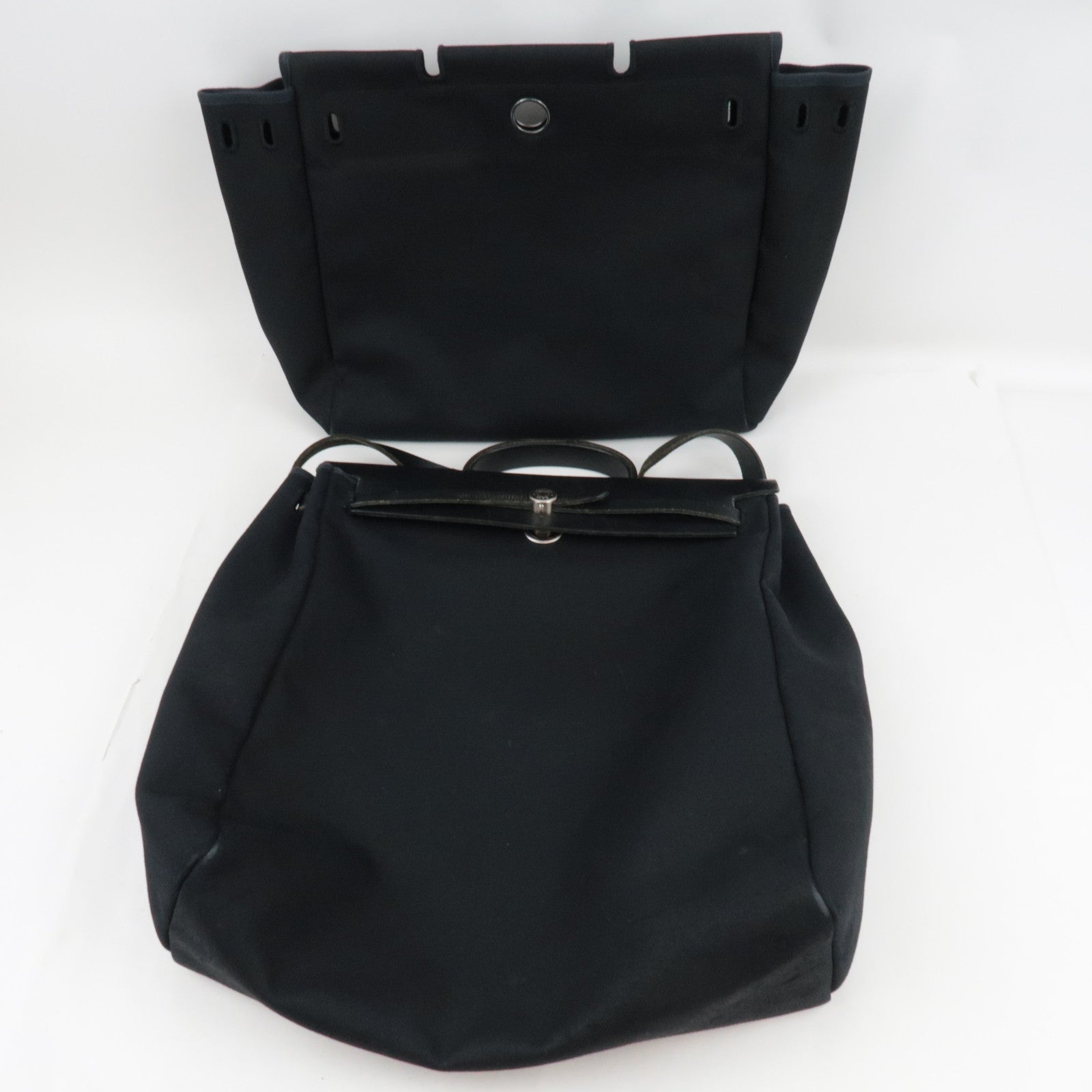 HERMES Her Bag 2Way Shoulder Bag □C Stamp (1999) Toile H Leather Black *Spare bag, Lock