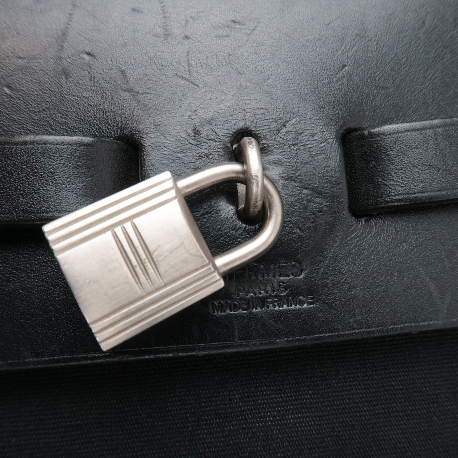 HERMES Her Bag 2Way Shoulder Bag □C Stamp (1999) Toile H Leather Black *Spare bag, Lock