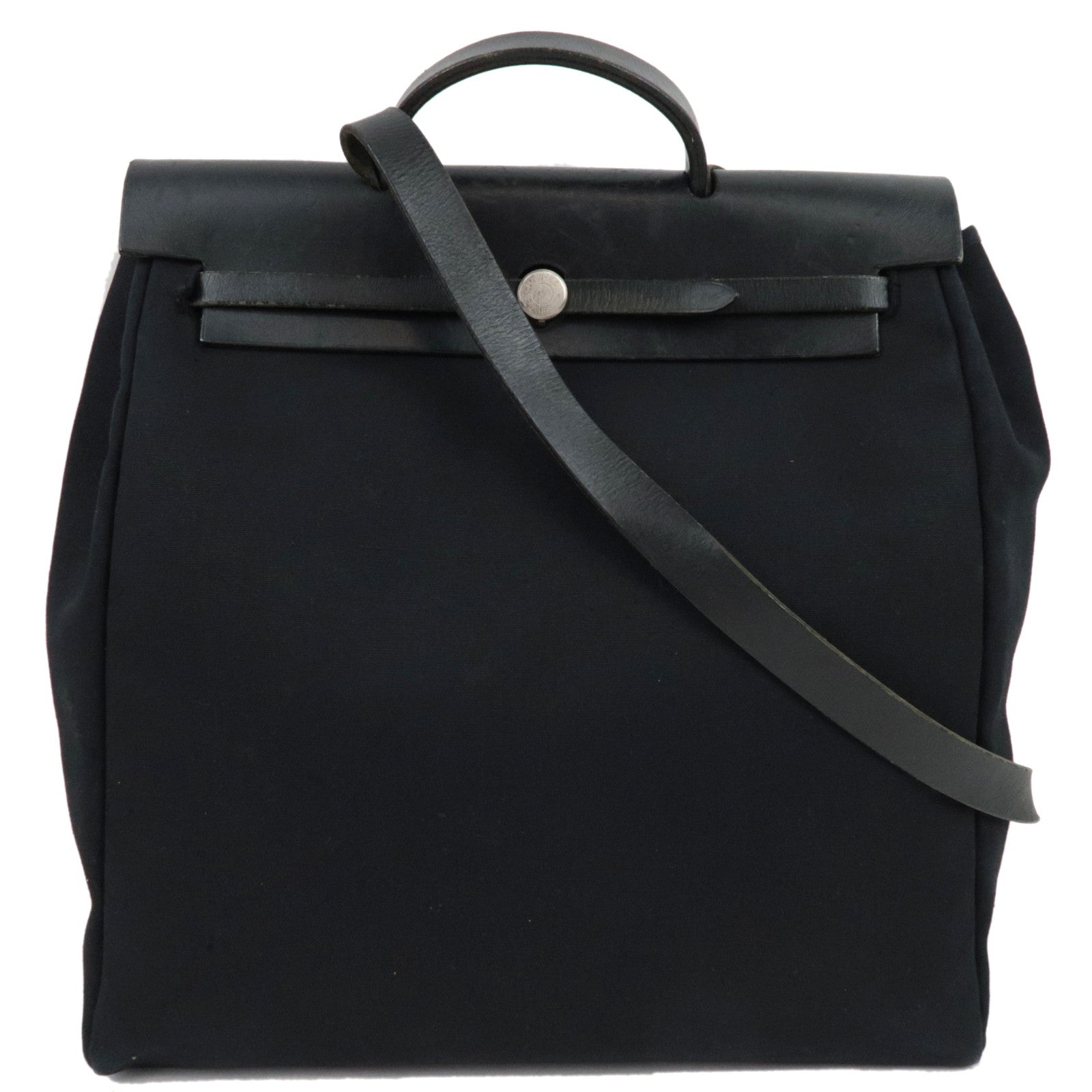 HERMES Her Bag 2Way Shoulder Bag □C Stamp (1999) Toile H Leather Black *Spare bag, Lock77710