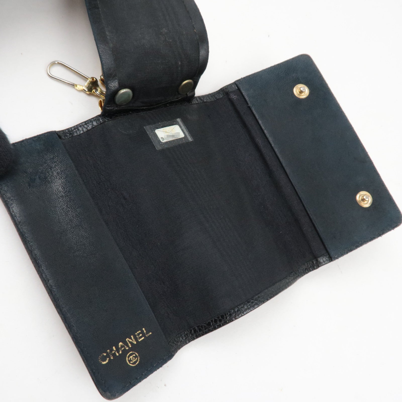 CHANEL 6 Rings Key Case Caviar Skin Black 9186834 *Box, G card