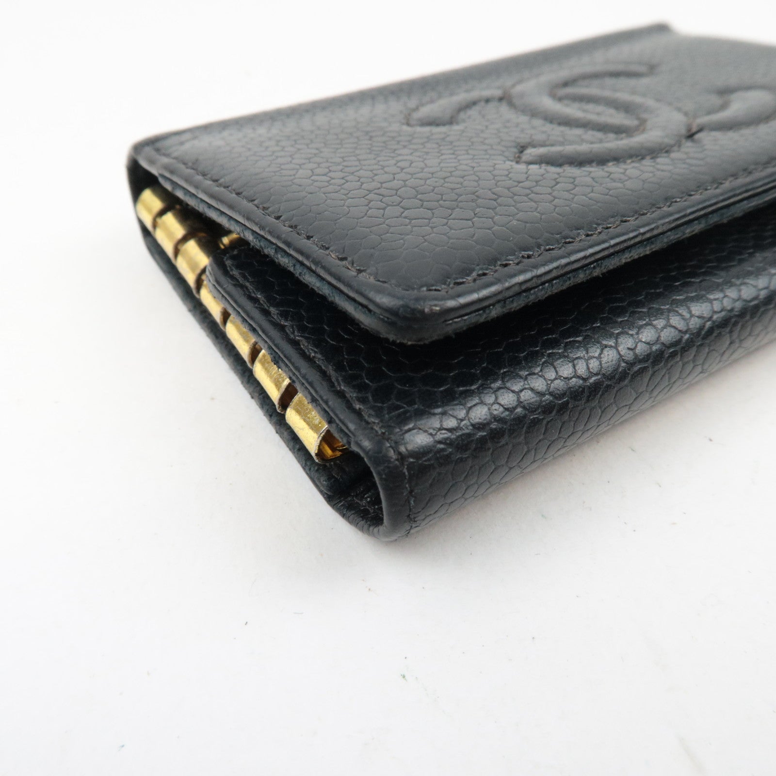 CHANEL 6 Rings Key Case Caviar Skin Black 9186834 *Box, G card