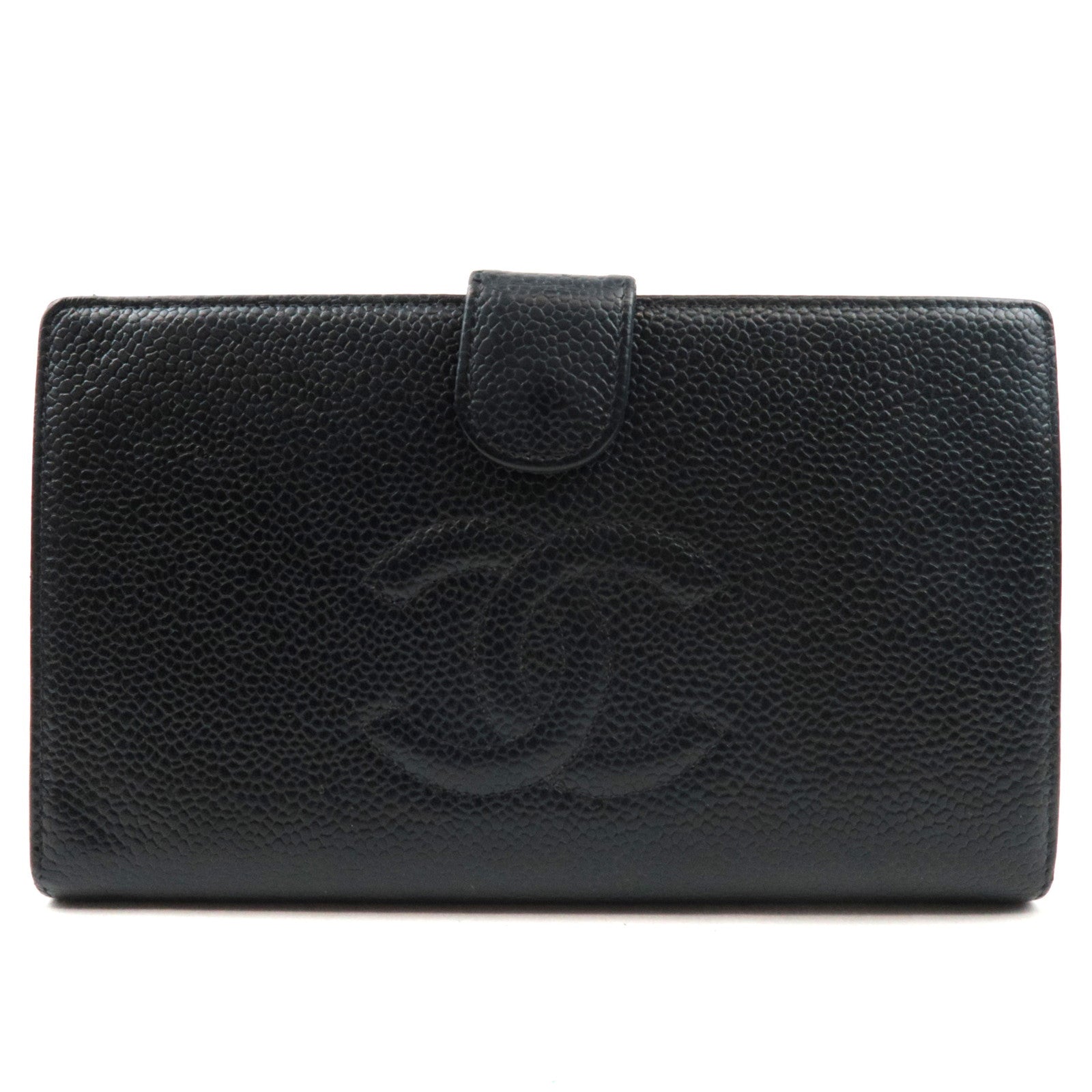 CHANEL Coco Mark Bi-fold Long Wallet Caviar Skin Black 9190979 *Box, G card77732