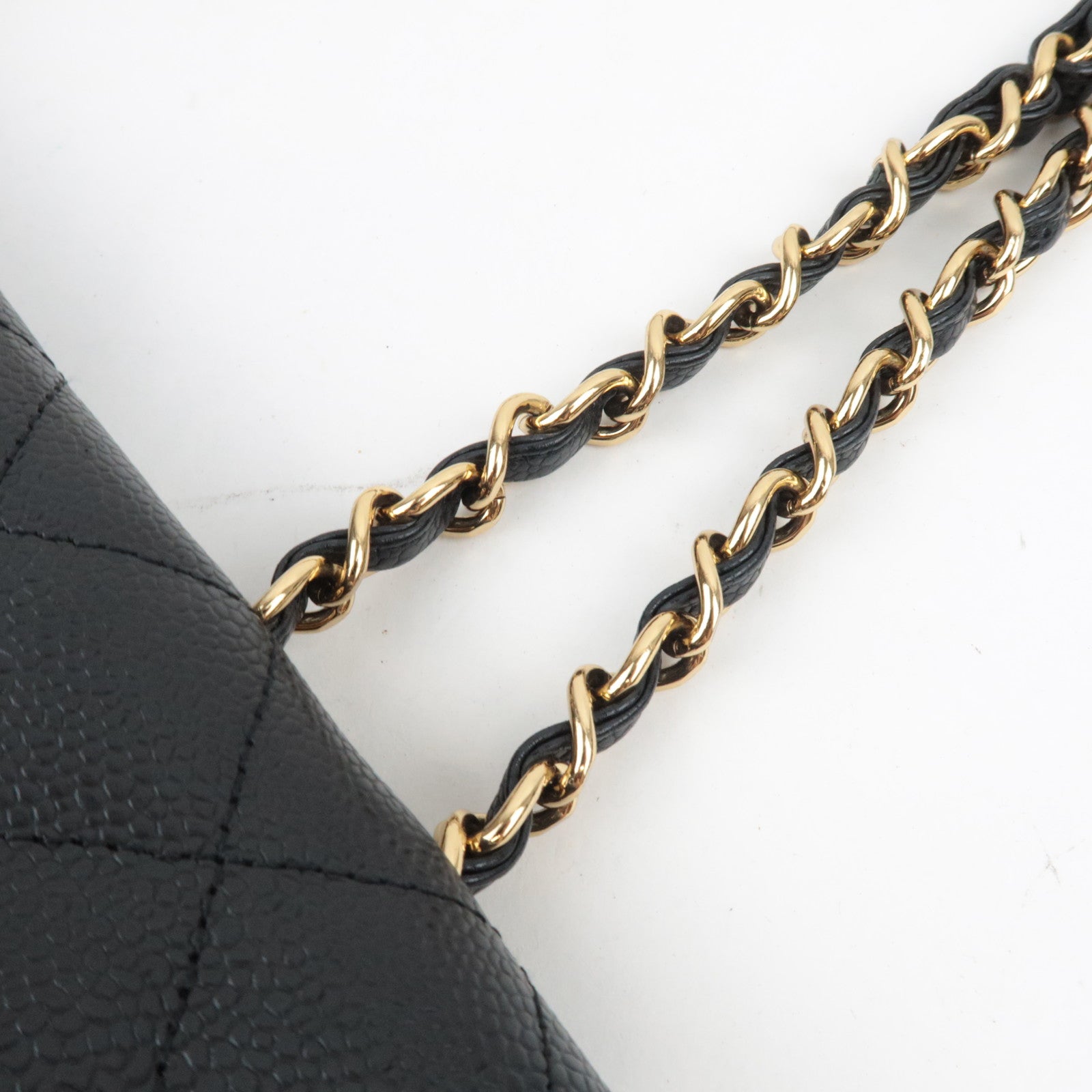CHANEL Jumbo Matelasse 30 Single Flap Shoulder Bag Caviar Skin Black Gold HDW 13584309