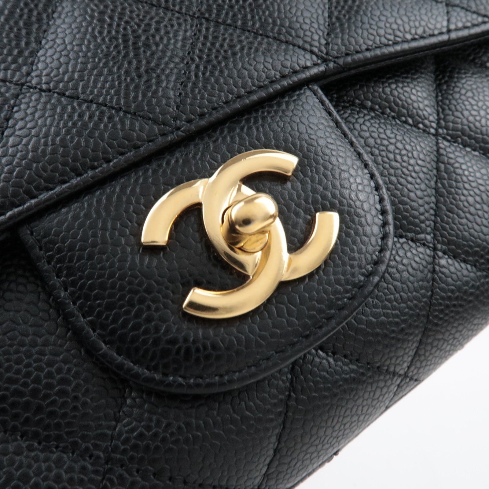 CHANEL Jumbo Matelasse 30 Single Flap Shoulder Bag Caviar Skin Black Gold HDW 13584309