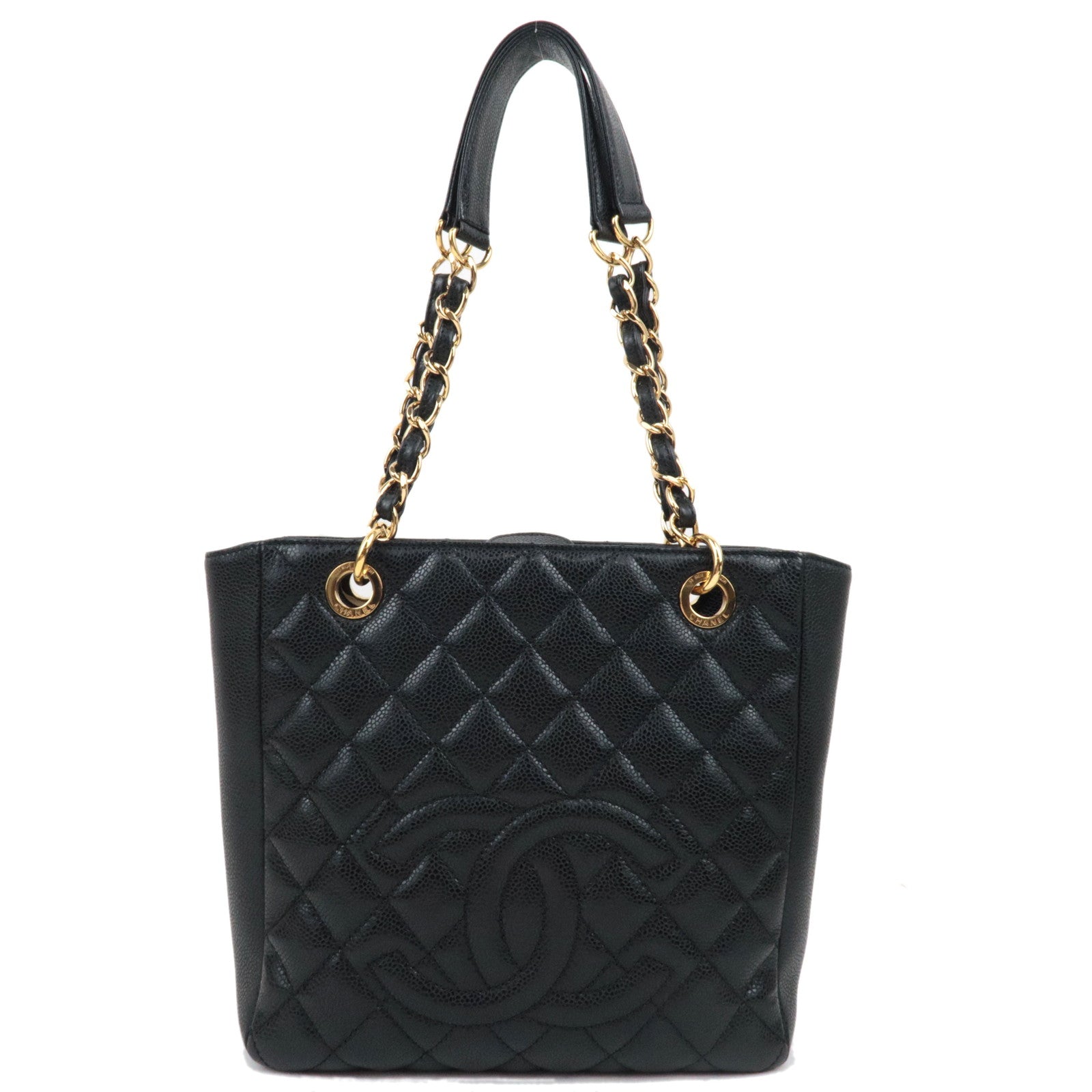 CHANEL Matelasse PST Tote Bag Caviar Skin Black Gold HDW A20994 13371723 *Dust bag, G card77880