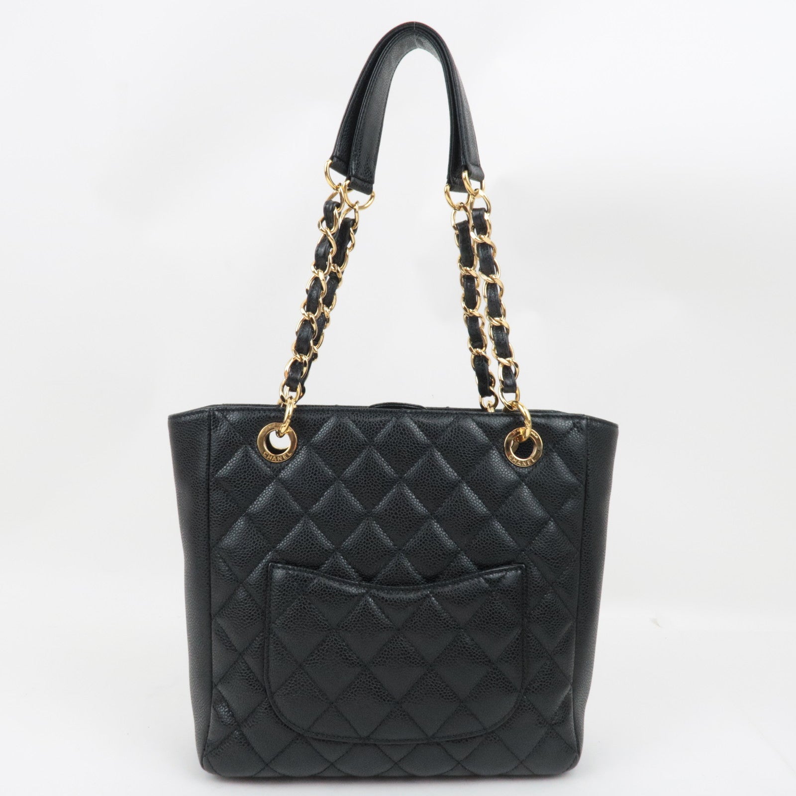 CHANEL Matelasse PST Tote Bag Caviar Skin Black Gold HDW A20994 13371723 *Dust bag, G card