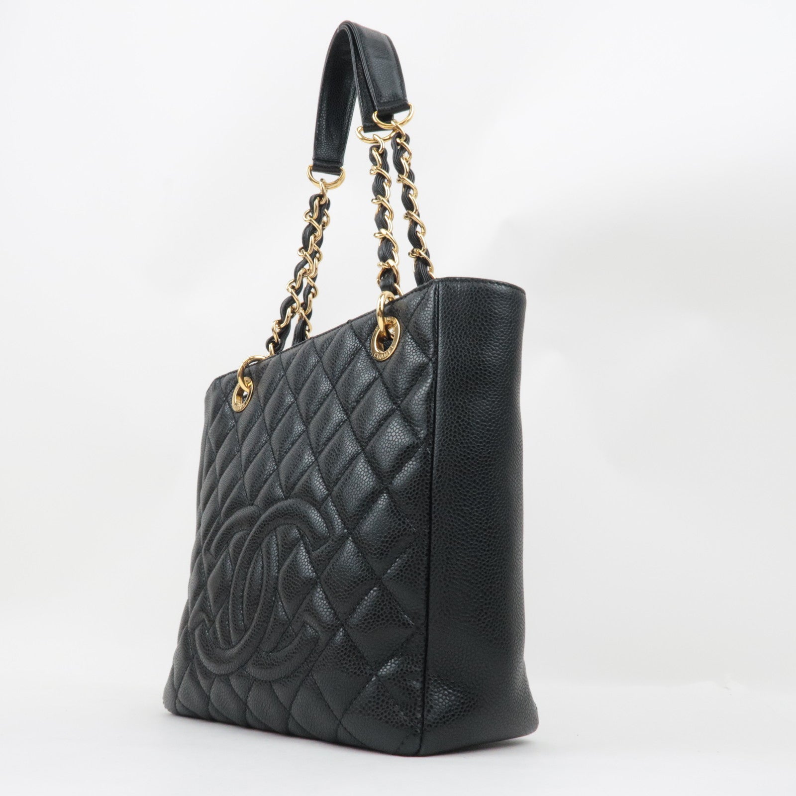 CHANEL Matelasse PST Tote Bag Caviar Skin Black Gold HDW A20994 13371723 *Dust bag, G card