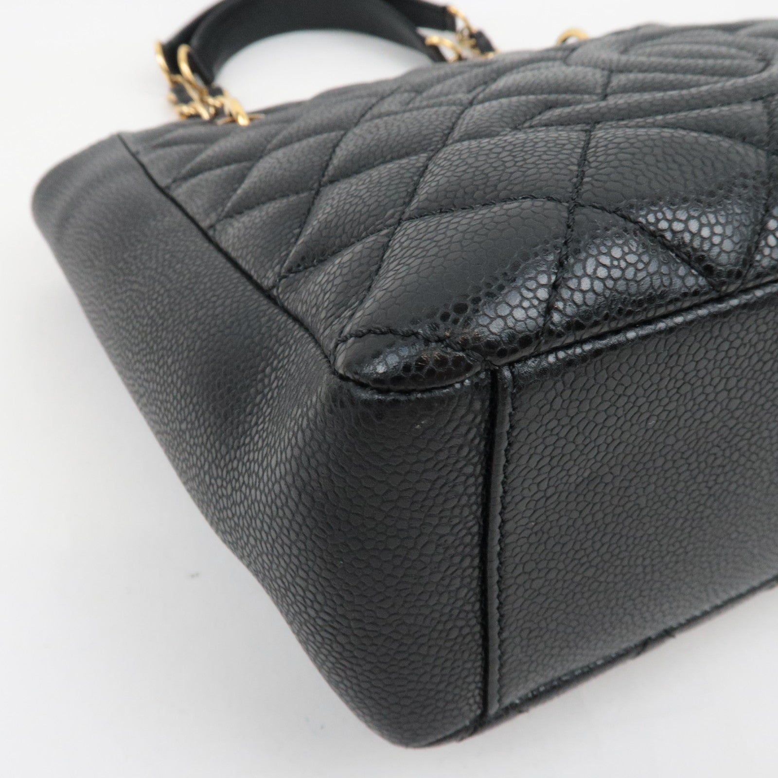 CHANEL Matelasse PST Tote Bag Caviar Skin Black Gold HDW A20994 13371723 *Dust bag, G card