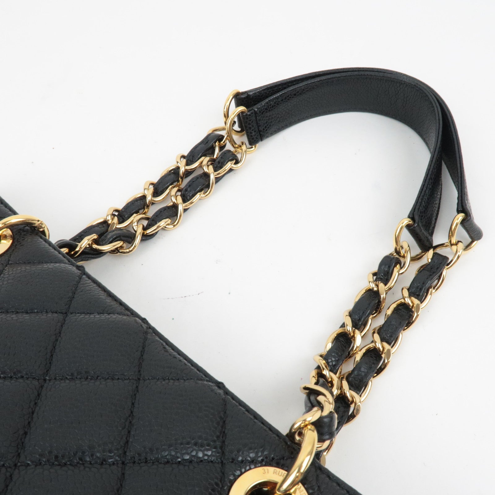 CHANEL Matelasse PST Tote Bag Caviar Skin Black Gold HDW A20994 13371723 *Dust bag, G card