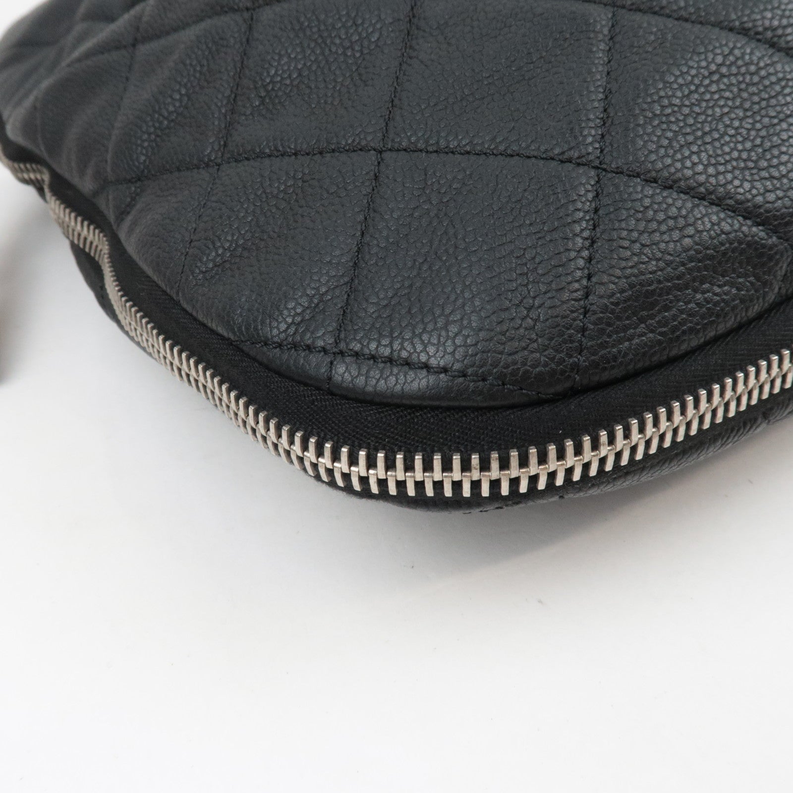 CHANEL Matelasse Chain Tote Bag Soft Caviar Skin Black Silver HDW 14446728