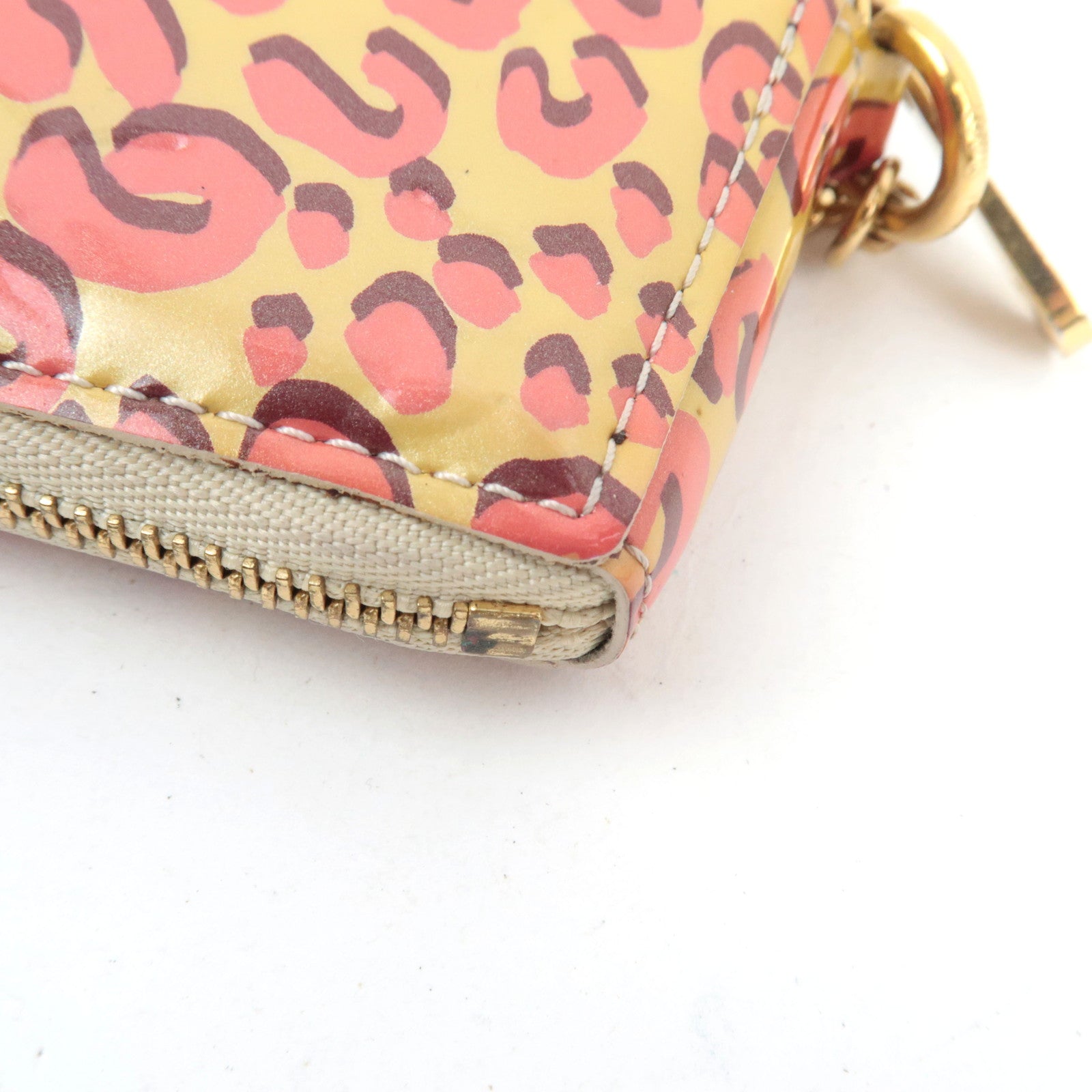 Louis Vuitton Monogram Vernis Leopard Porte Monnaie Coeur Coin Case Broncorail M91473 TS4140
