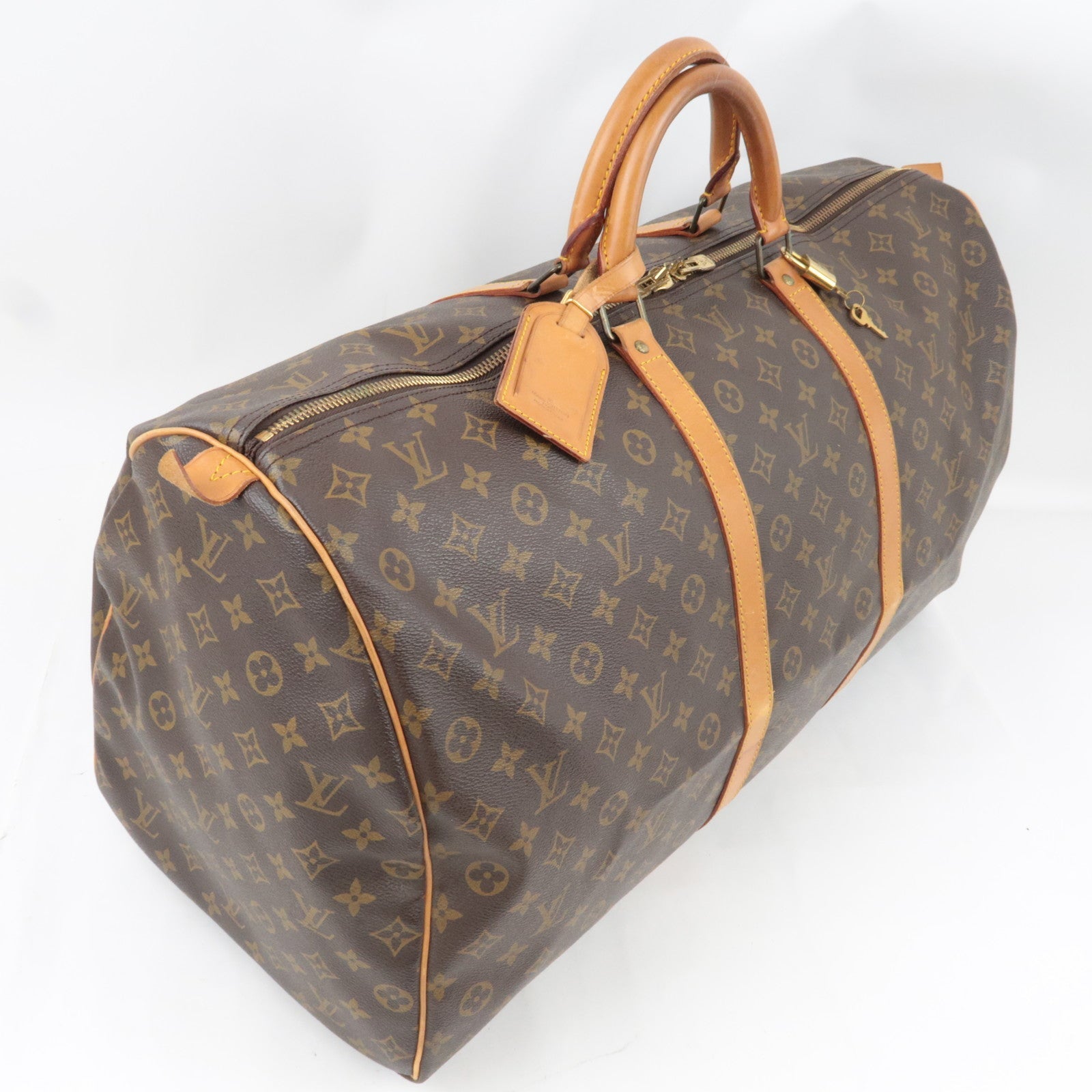 Louis Vuitton Monogram Keepall 60 Tarvel Bag M41422 MI881 *Name tag, Key Lock