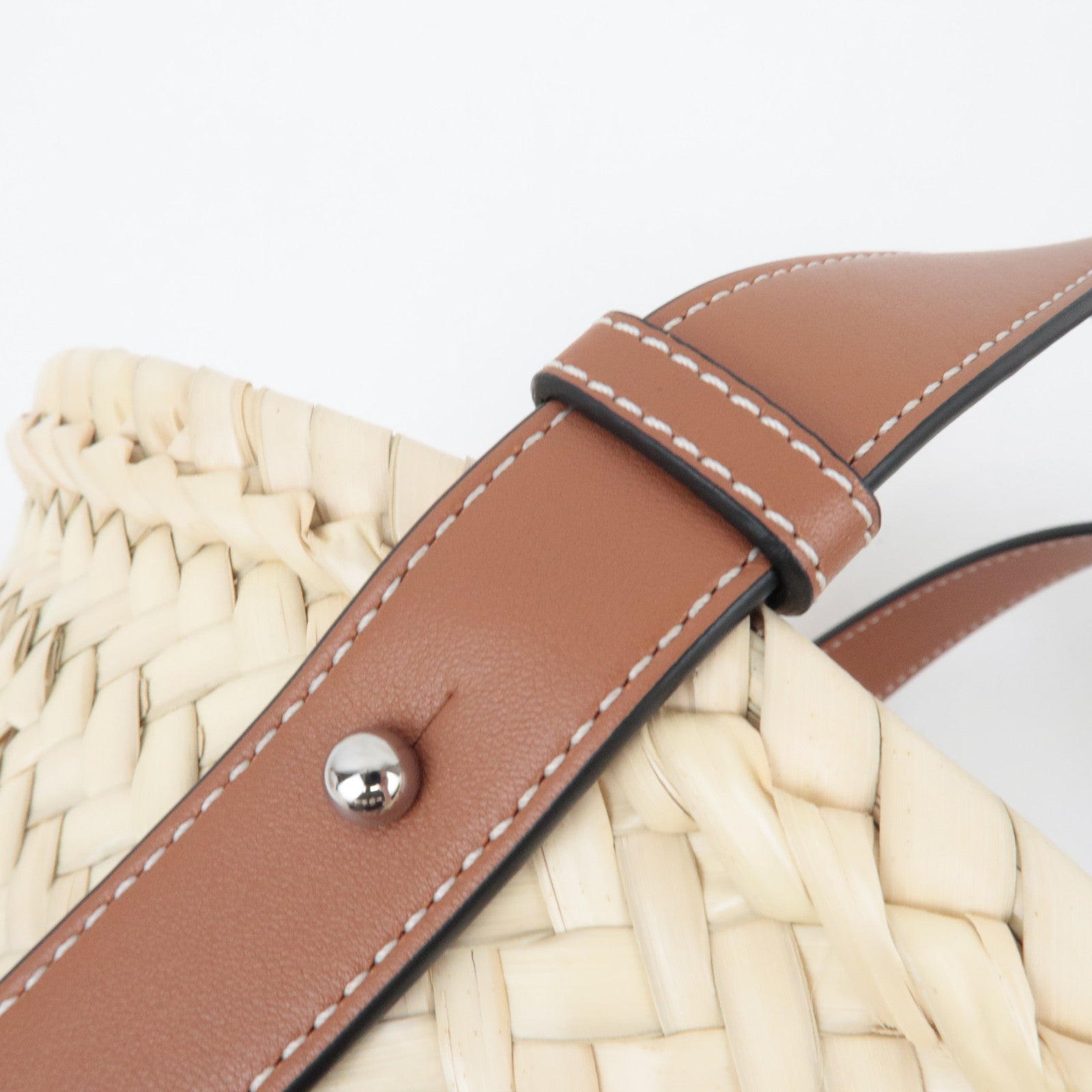 LOEWE Small Basket Hand Bag Raffia Leather Beige Tan *Dust bag