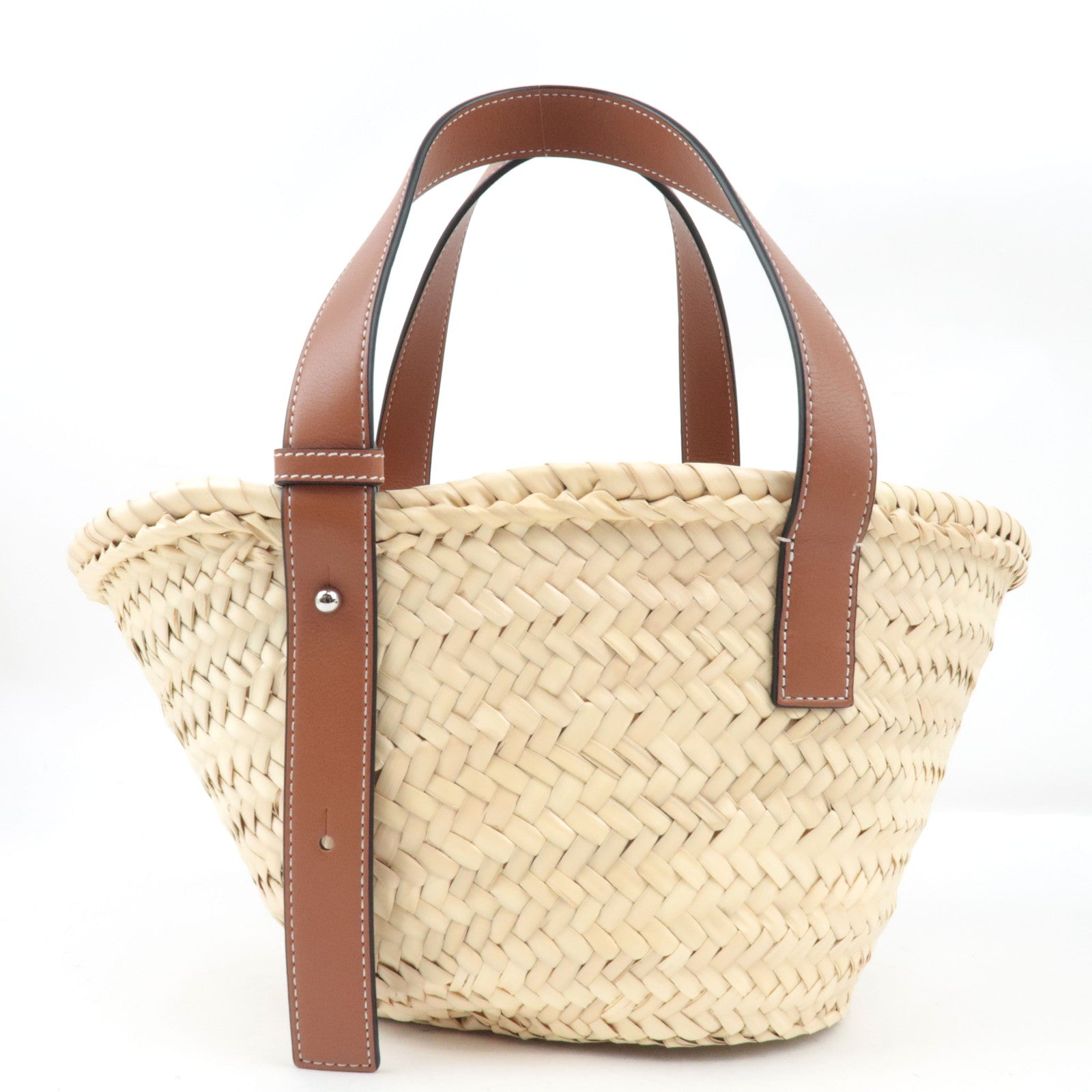 LOEWE Small Basket Hand Bag Raffia Leather Beige Tan *Dust bag