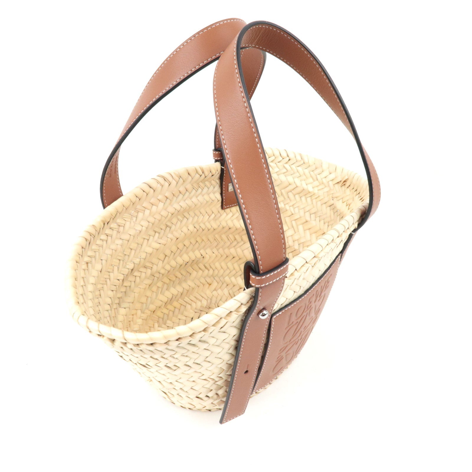 LOEWE Small Basket Hand Bag Raffia Leather Beige Tan *Dust bag