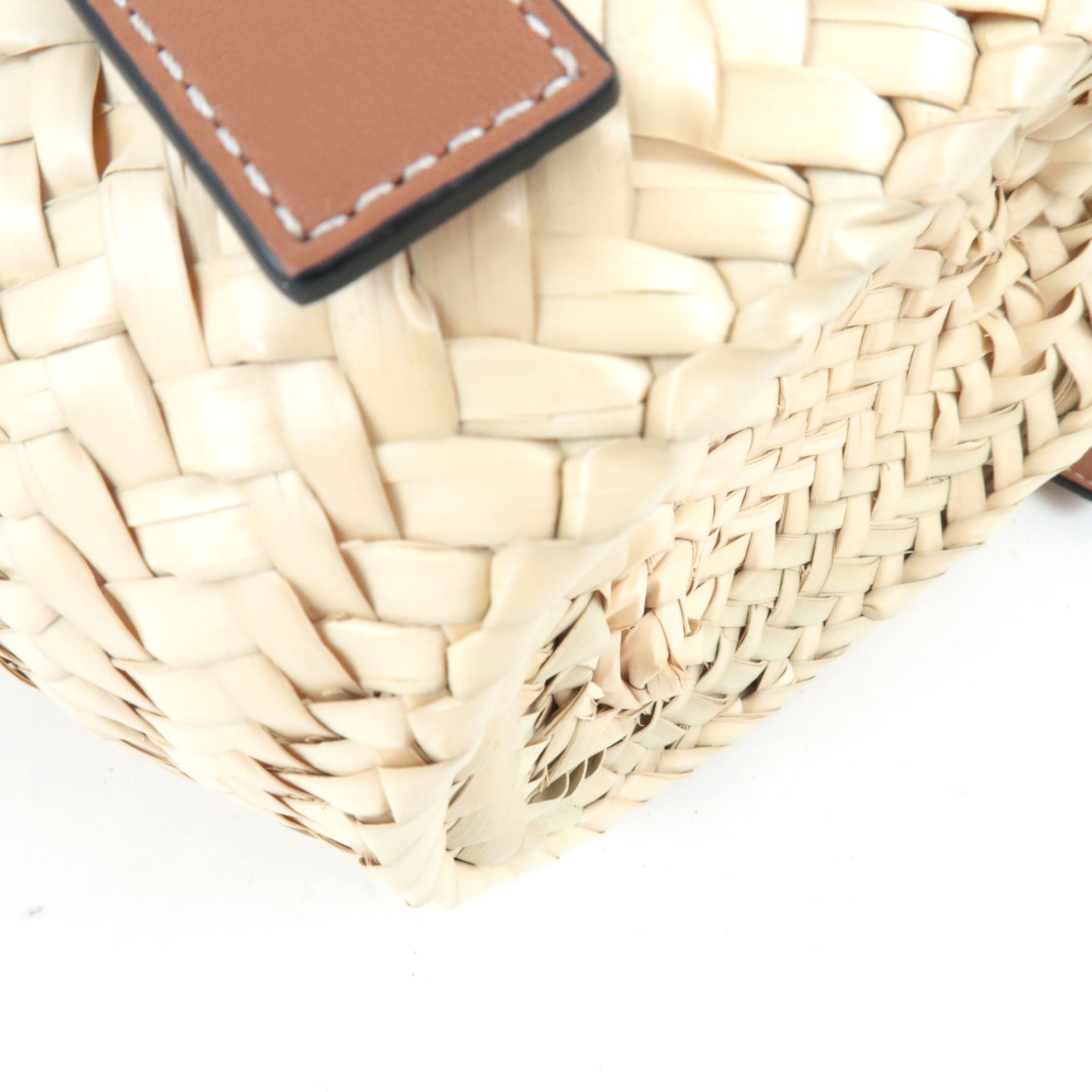 LOEWE Small Basket Hand Bag Raffia Leather Beige Tan *Dust bag