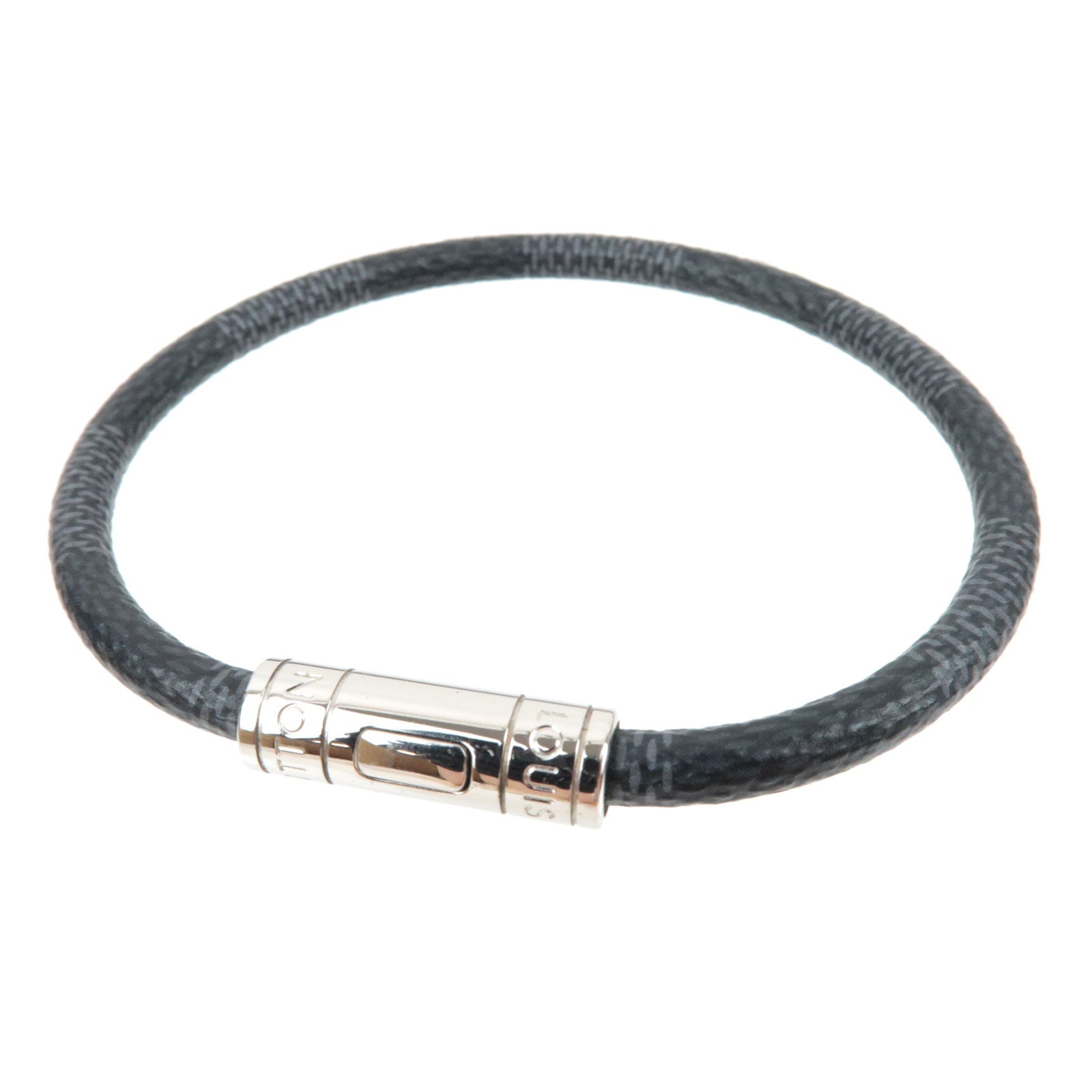 Louis Vuitton Damier Graphite Bracelet Keep It Silver HDW M6140E BC0224 *Box, Dust bag78106