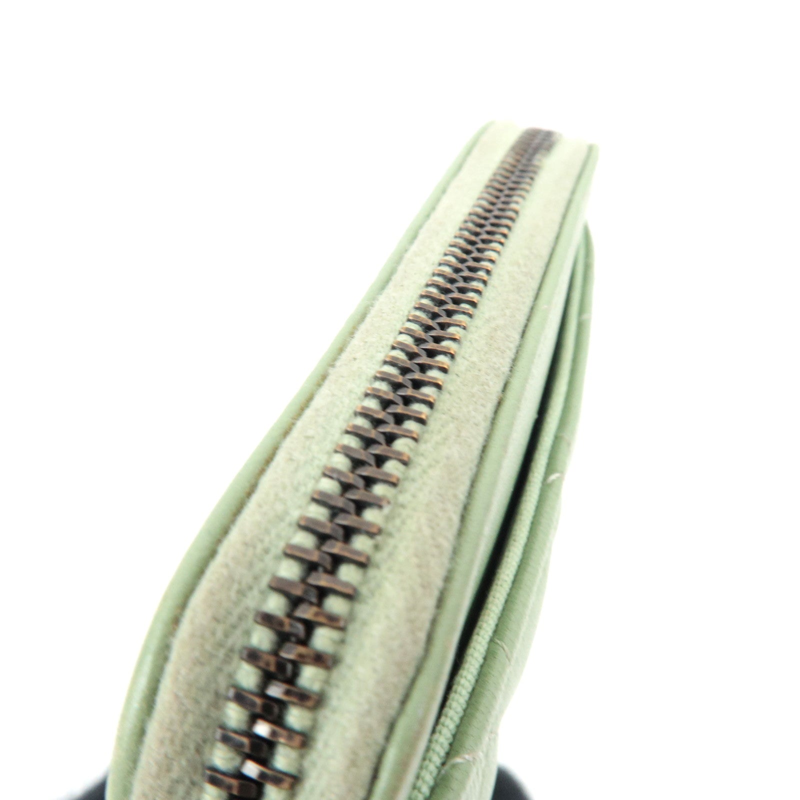 CHANEL Matelasse Zip Coin Purse Lambskin Green AP2061 *Box, Dust bag