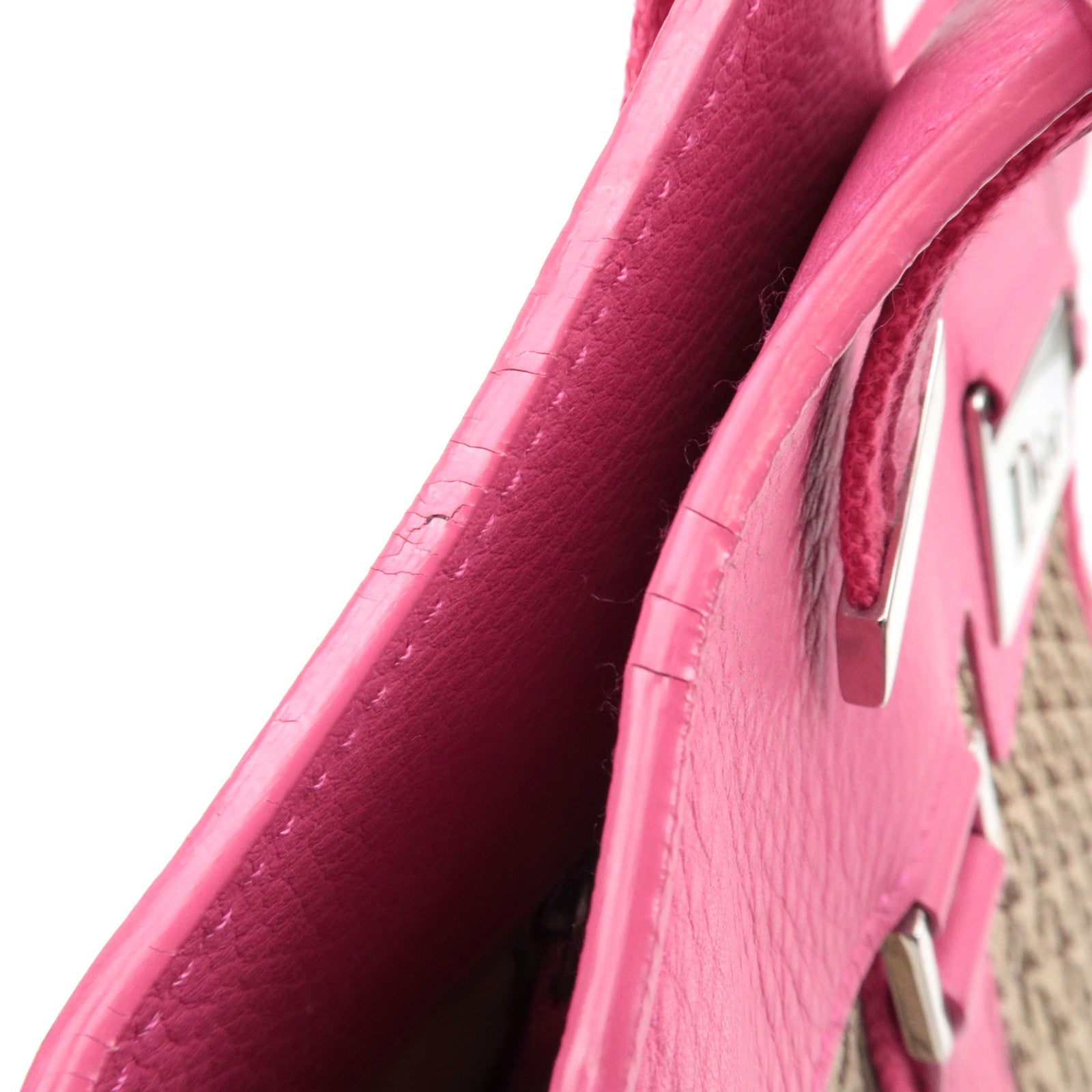 Christian Dior Street Chic Trotter Handbag Canvas Leather Beige Pink *Dust bag