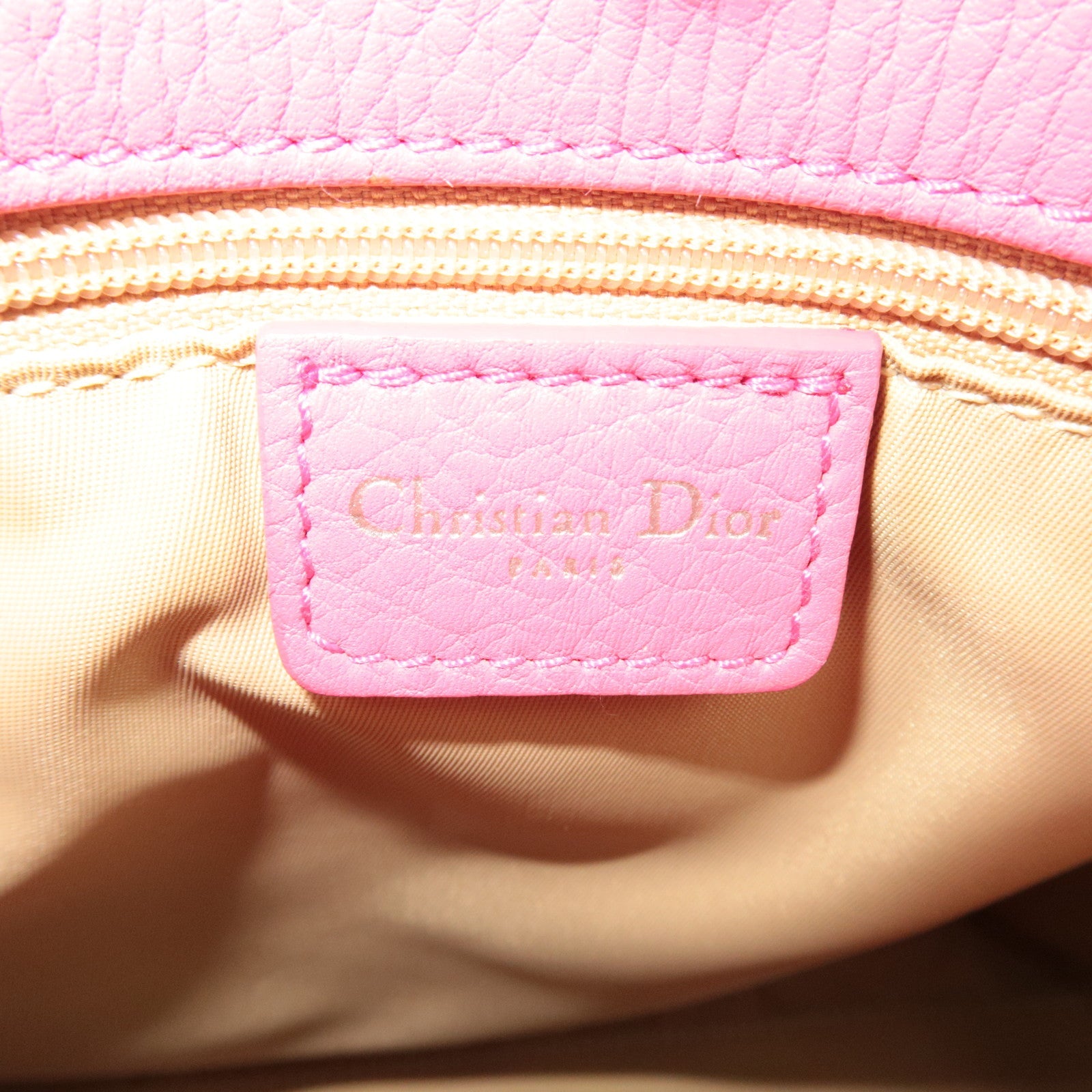 Christian Dior Street Chic Trotter Handbag Canvas Leather Beige Pink *Dust bag