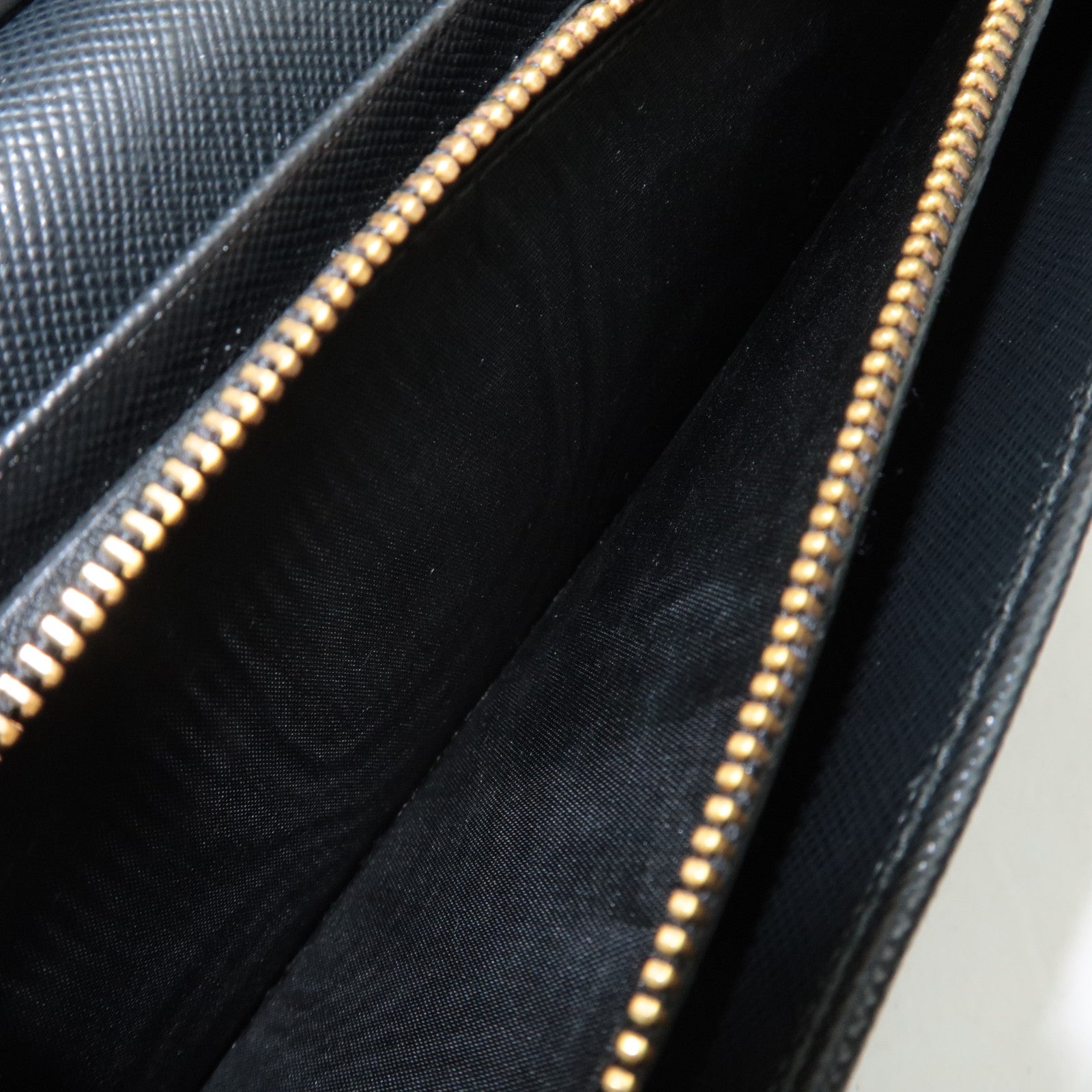 PRADA Chain Long Wallet WOC Leather Black Gold HDW 1MT290