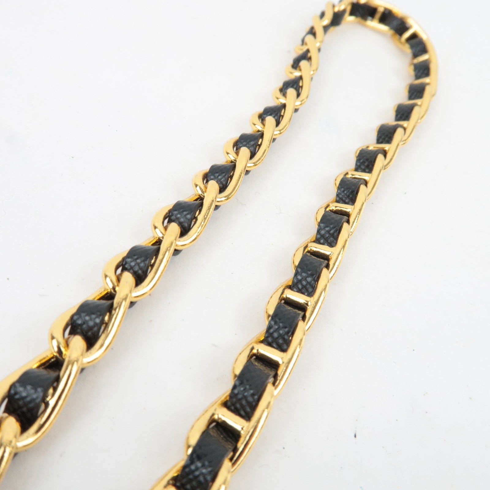 PRADA Chain Long Wallet WOC Leather Black Gold HDW 1MT290