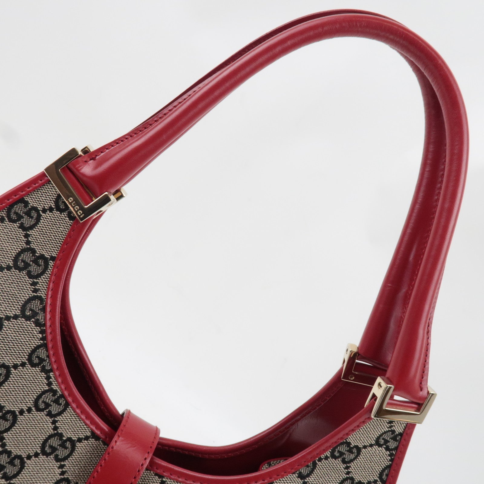 GUCCI Jackie Shoulder Bag GG Canvas Leather Beige Red 002.1067 *Dust bag