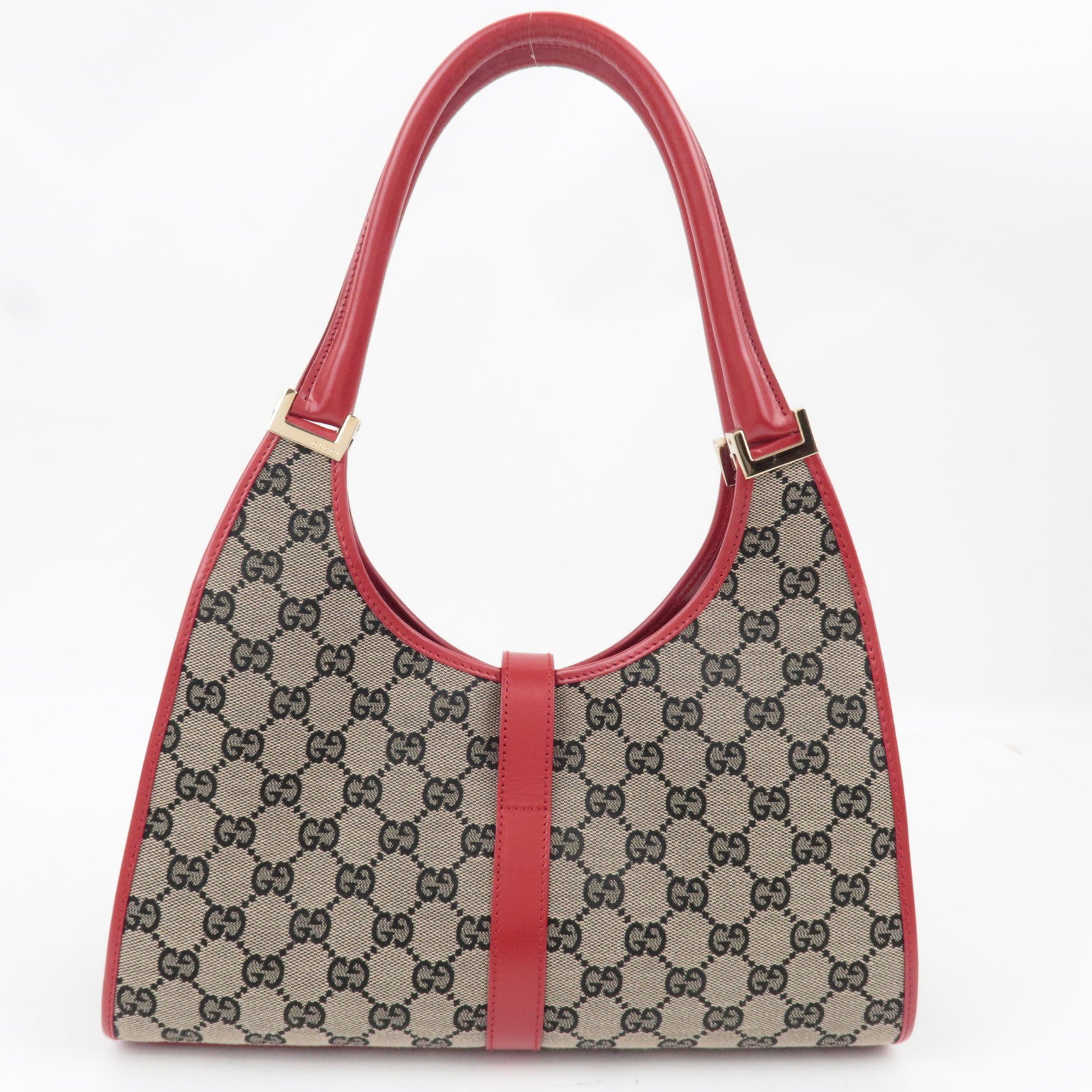 GUCCI Jackie Shoulder Bag GG Canvas Leather Beige Red 002.1067 *Dust bag