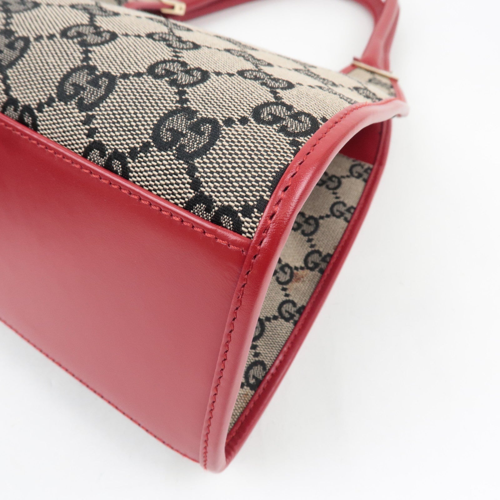 GUCCI Jackie Shoulder Bag GG Canvas Leather Beige Red 002.1067 *Dust bag