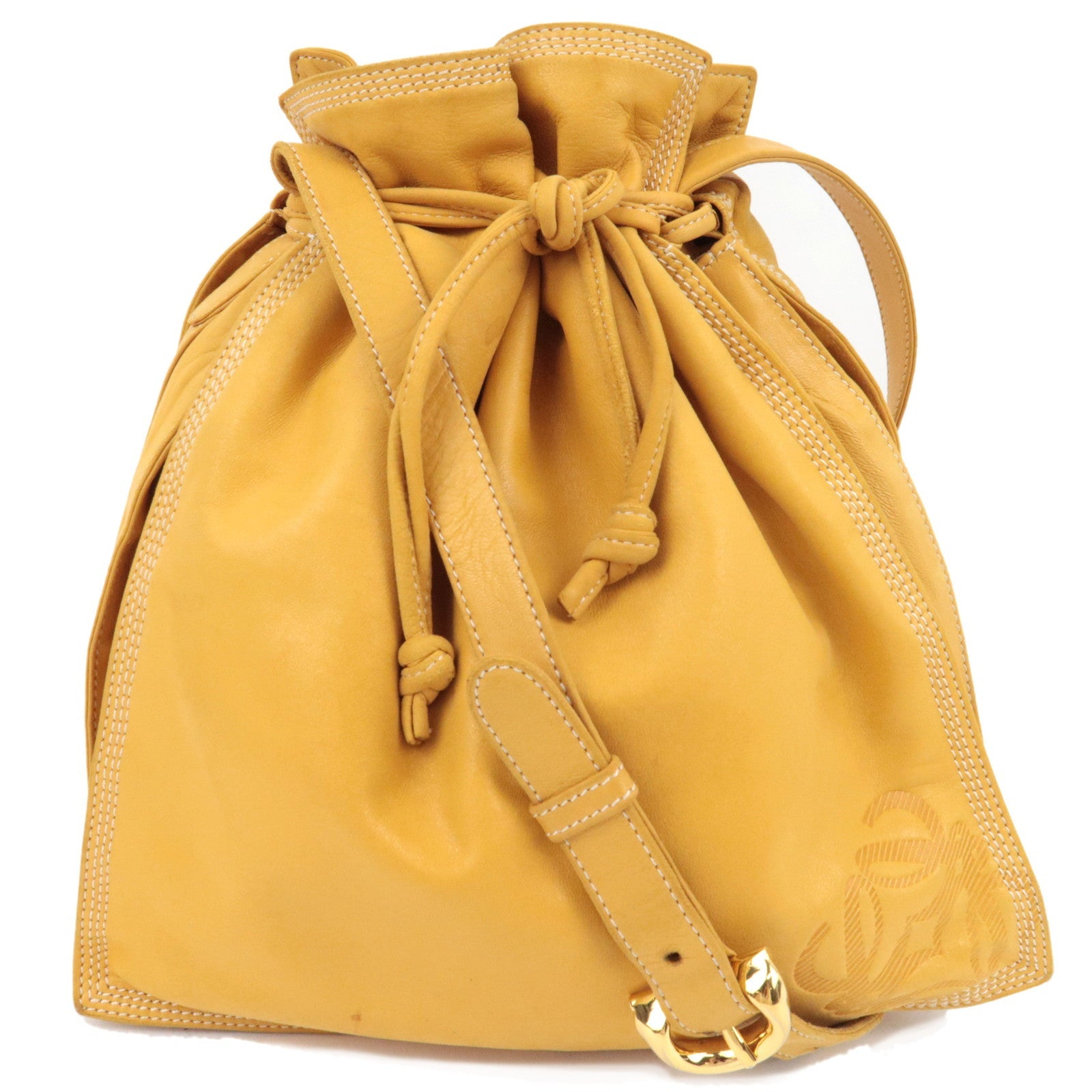 LOEWE Anagram Flamenco Shoulder Bag Nappa Leather Mustard *Dust bag78224