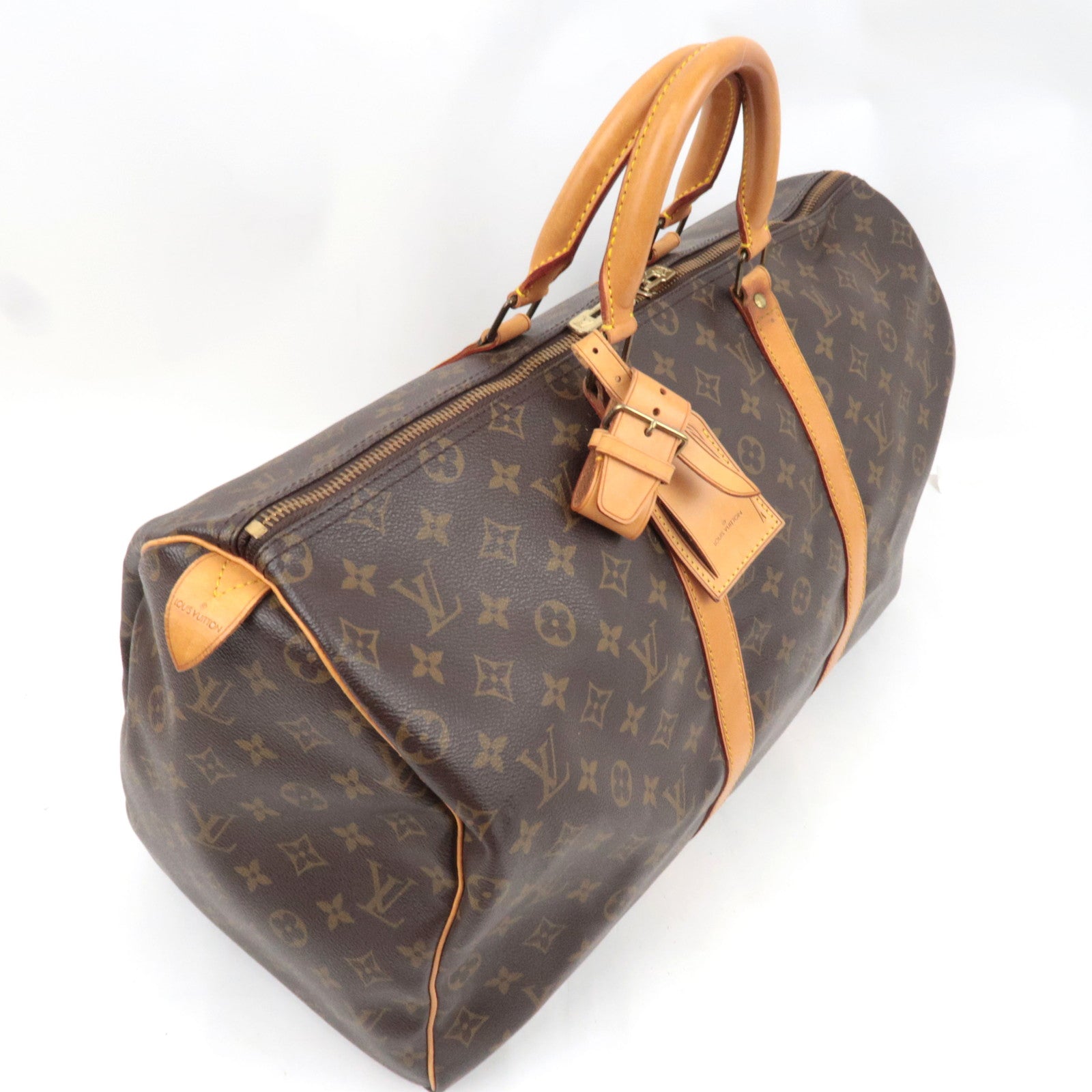 Louis Vuitton Monogram Keepall 50 Travel Bag M41426 MB1920 *Name tag, Poignet