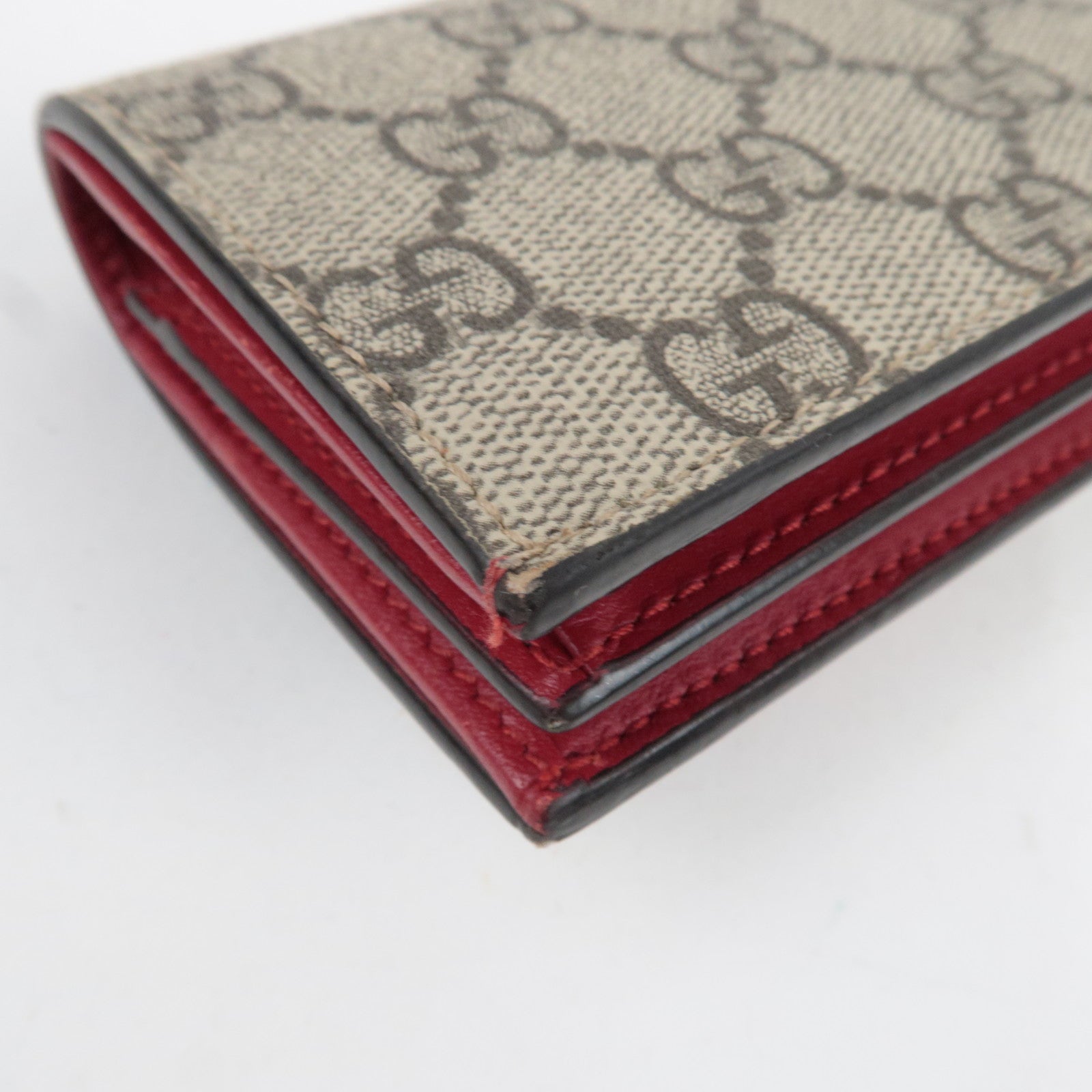 GUCCI GG Supreme Cherry Bi-Fold Wallet GG Supreme Beige Red 476050 *Box, Dust bag