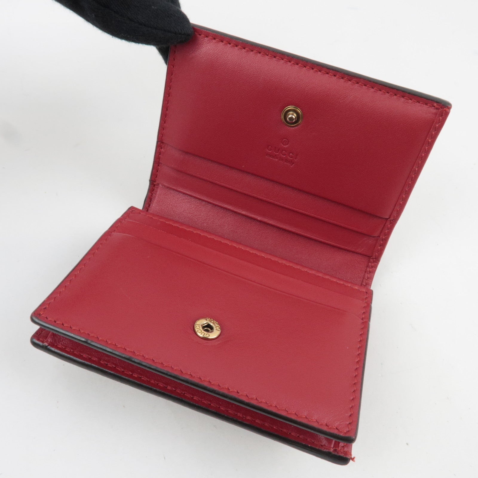 GUCCI GG Supreme Cherry Bi-Fold Wallet GG Supreme Beige Red 476050 *Box, Dust bag